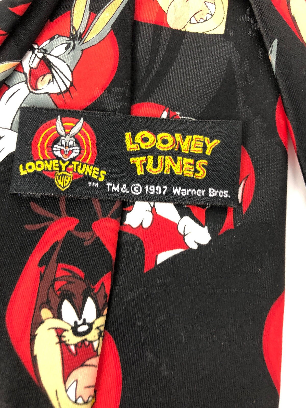 Looney Tunes Mania Heart Valentine Novelty Necktie Vintage 1997 Tweety Taz Bugs