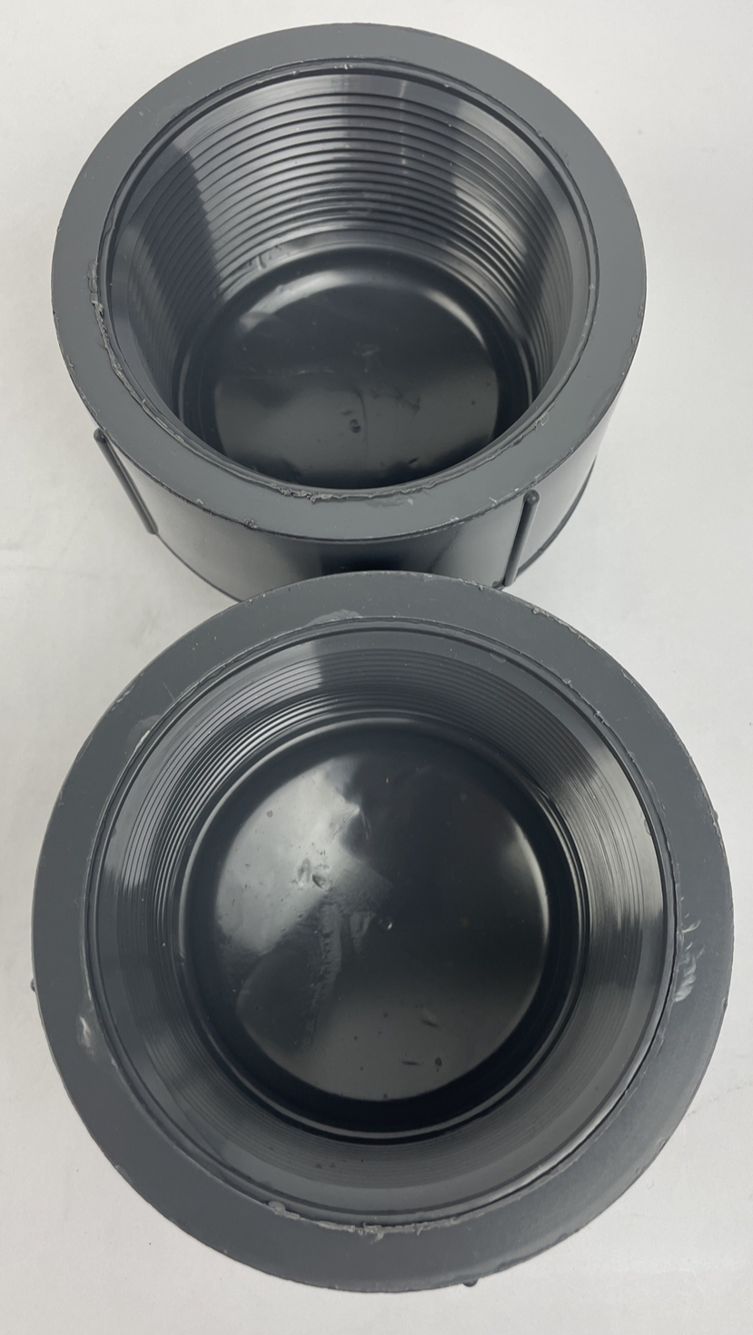 Lot of 2 x Lasco/Spears 3” PVC Threaded Cap Schedule 80 PVCI D2464 / D2467 NSFpw