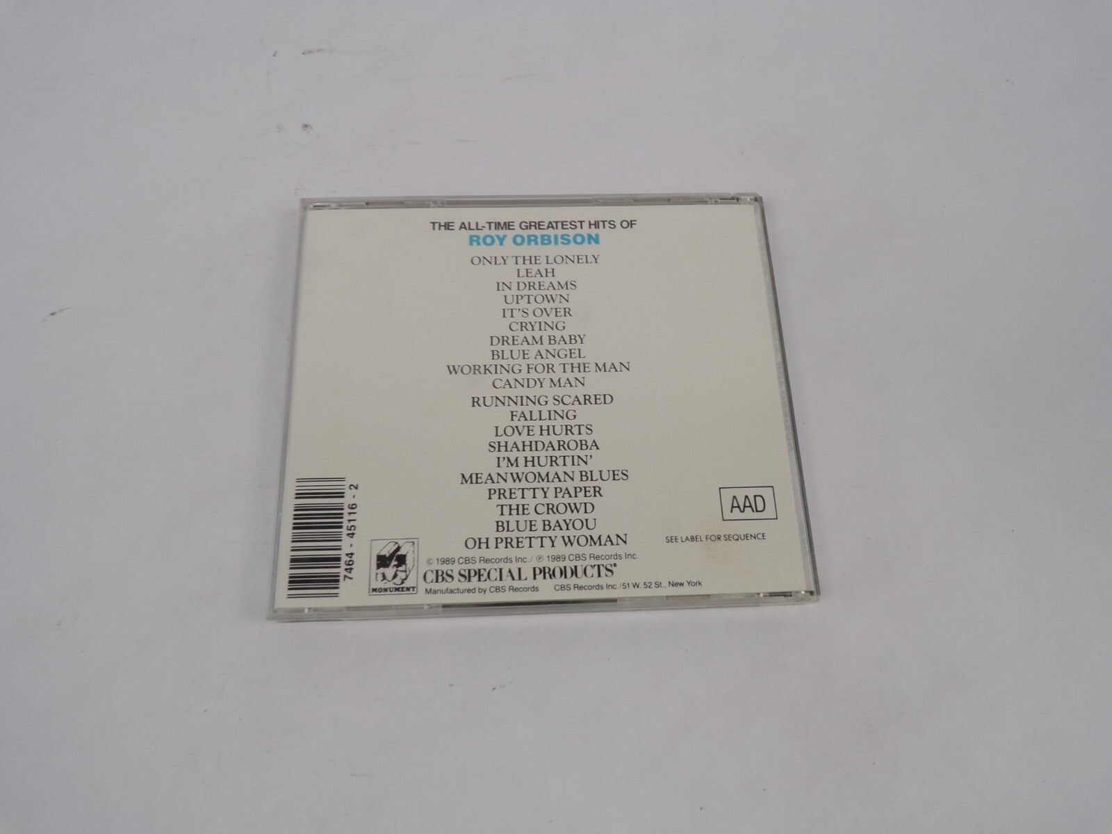 The All-Time Greatest Hits Of Roy Orbison Only The Lonely Leah In Dreams CD#67