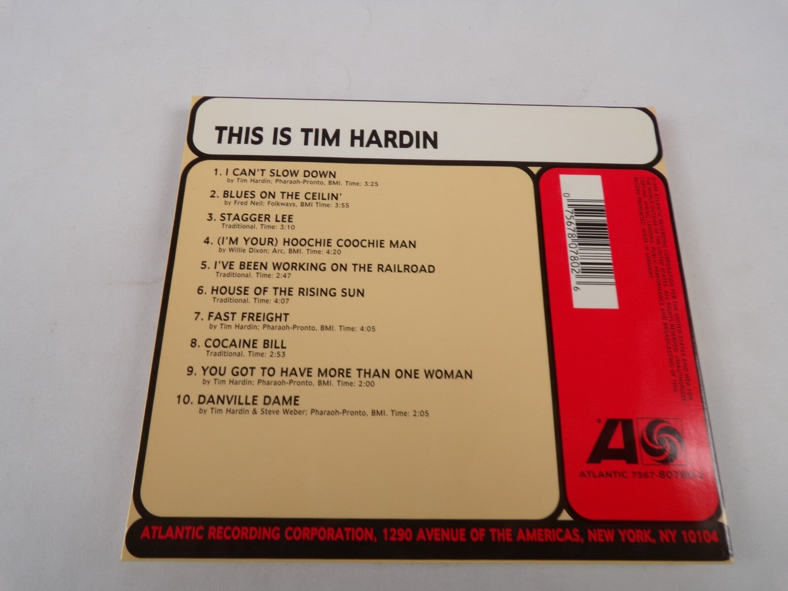 This Is Tim Hardin Atlantic OriGinal Sound I Can't Slow Down Stagger Lee CD#34
