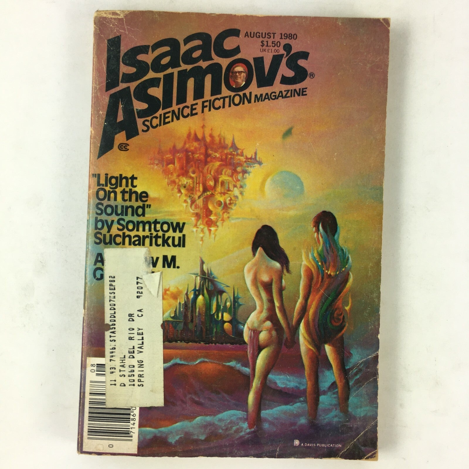 August 1980 Isaac Asimov's Science Fiction Magazine Light on the Sound