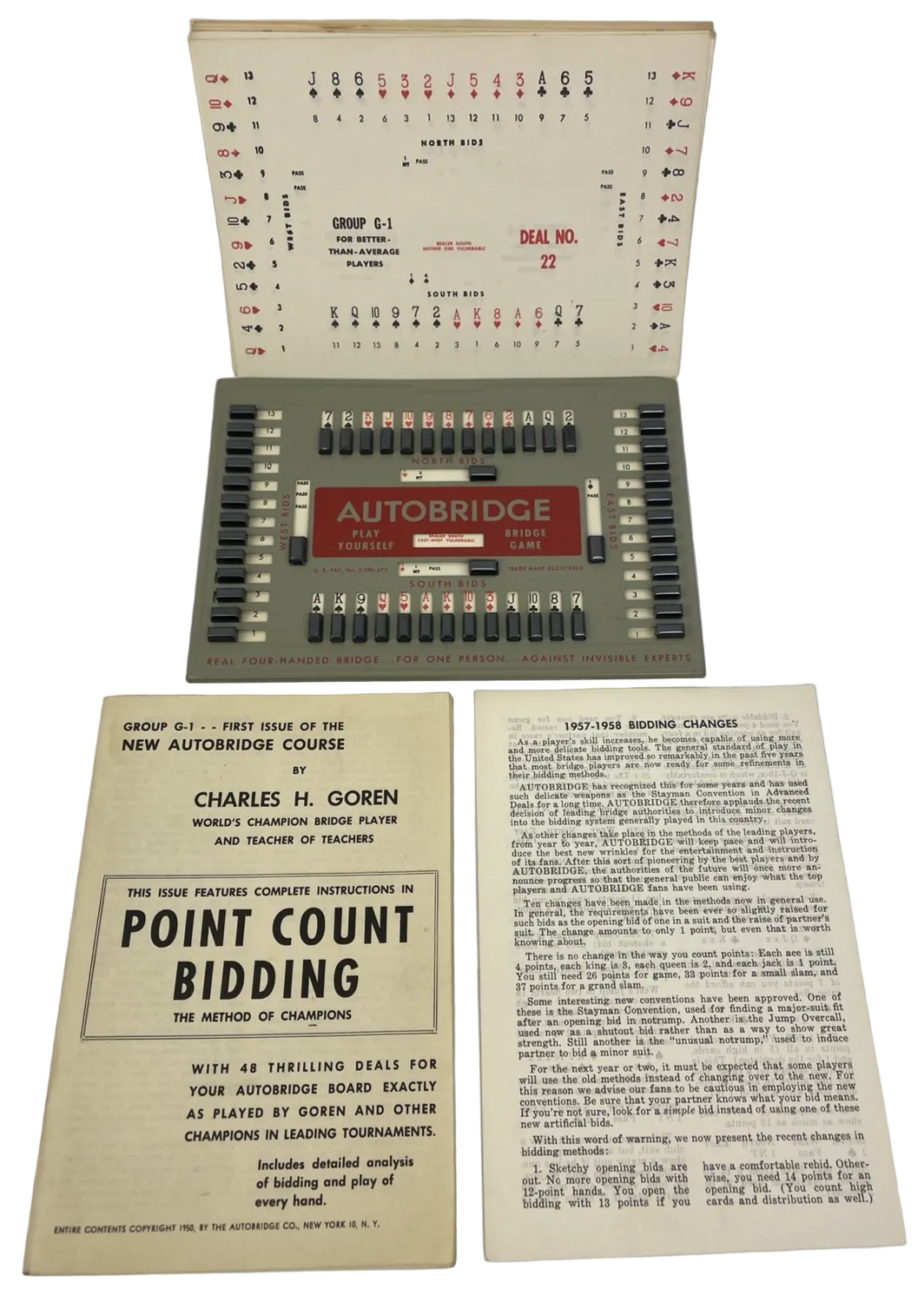 Vintage 1950 Charles Goren AUTO BRIDGE PLAY YOURSELF BRIDGE GAME Complete
