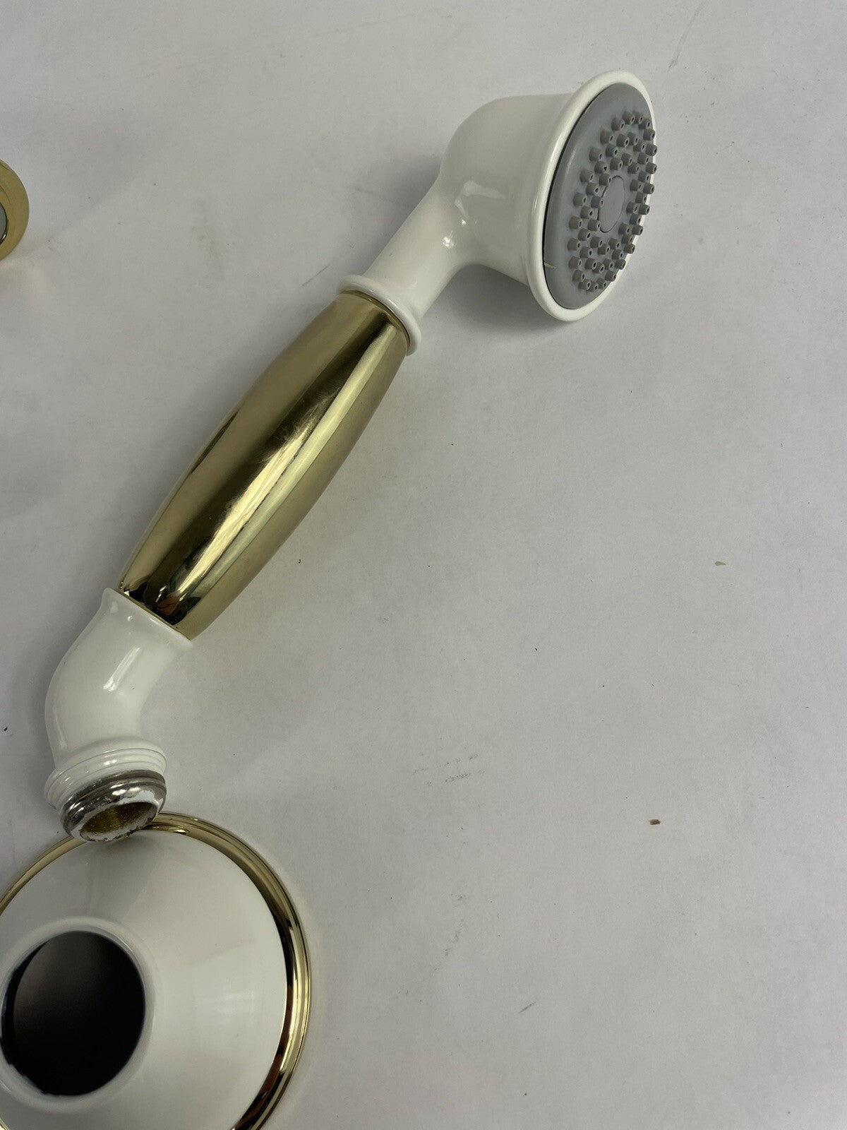 Rubinet Roman tub faucet trim set gold and white with hand shower T5HRBRJLWHBB
