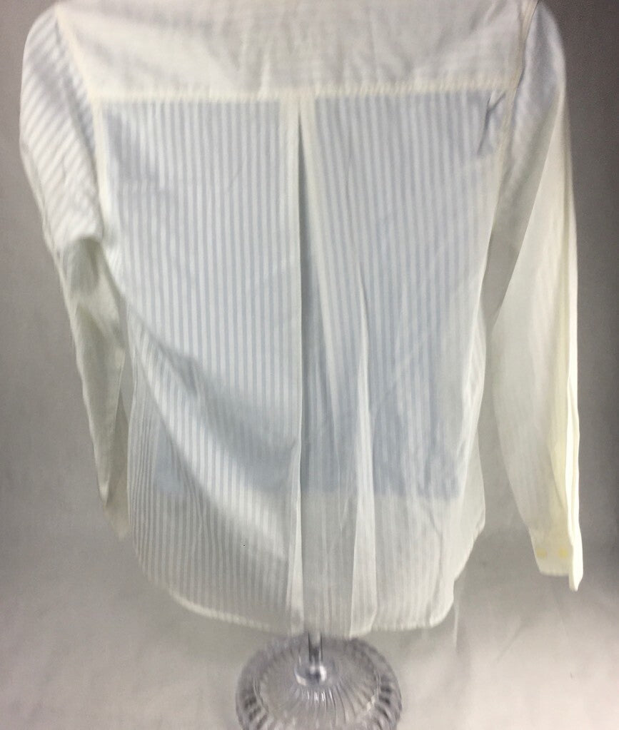 Fil A Fil Mens Button Front Shirt White Textured Long Sleeve Pocket Cotton 38