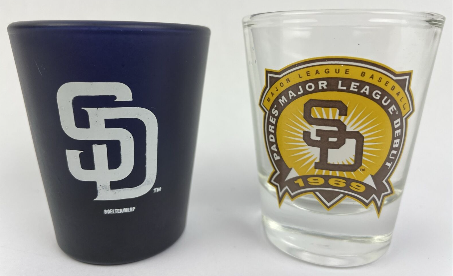 Lot of 2 x San Diego Padres Baseball Debut and Blue Out MLB 1oz Shot Glass RARE