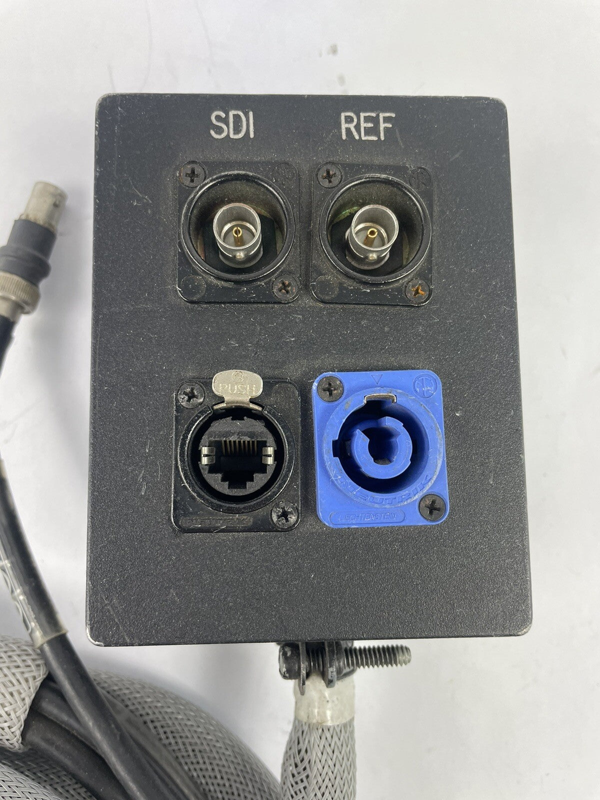 Breakout box Audio Snake 4 inputs Neutrik powerCON 20A EtherCon RJ45 BNC chassis