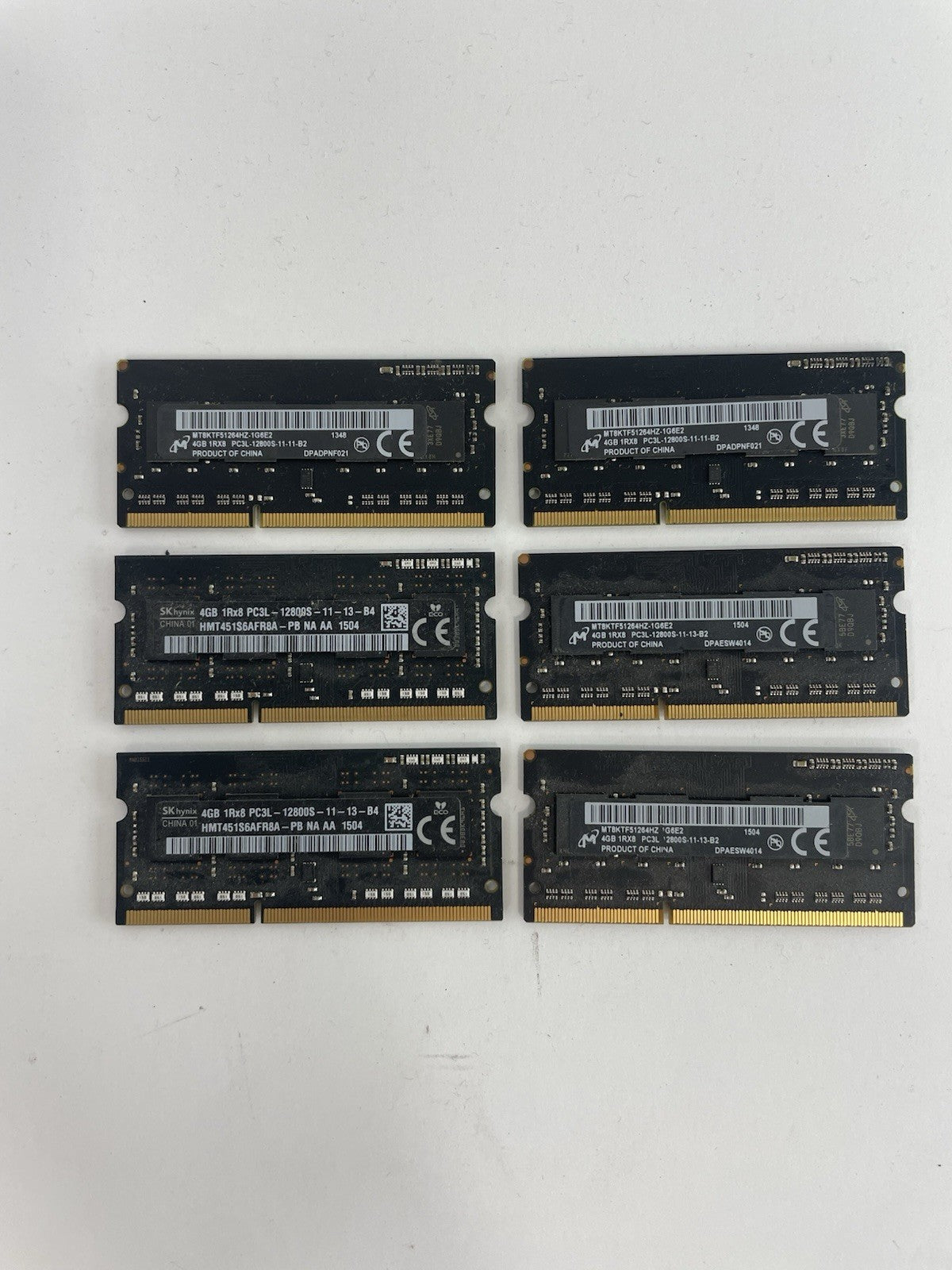 Lot 6 Micron 4GB DDR3L 1600 PC3L-12800S 1Rx8 Laptop RAM SODIMM