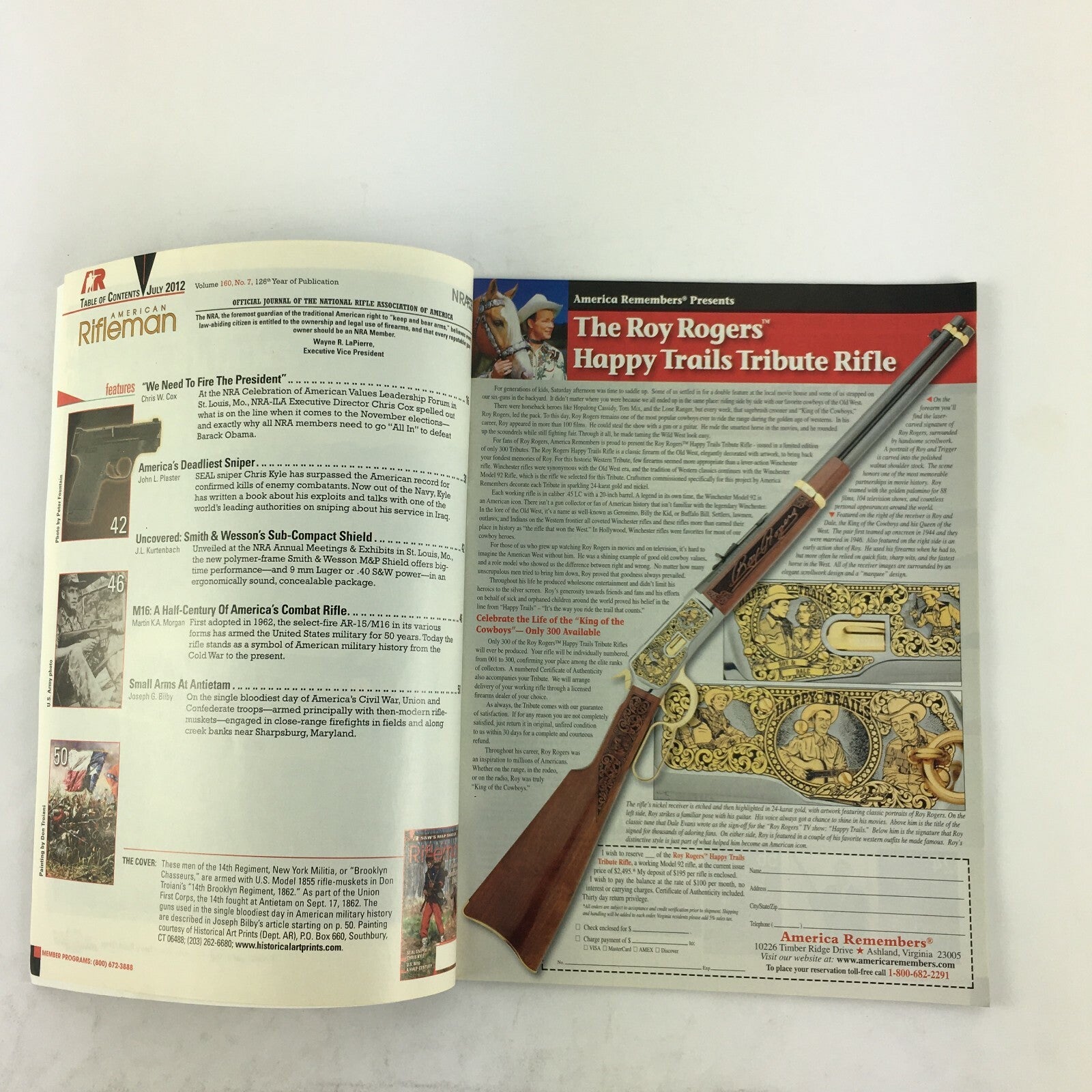 July 2012 American Rifleman Magazine Guns of Antietam 1862 Seal Sniper ChrisKyle