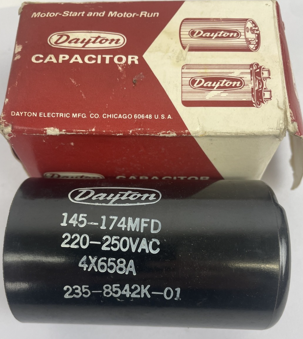 OEM Dayton AC Capacitor Motor Start 4X658A NOS 220-250VAC 145-174MFD