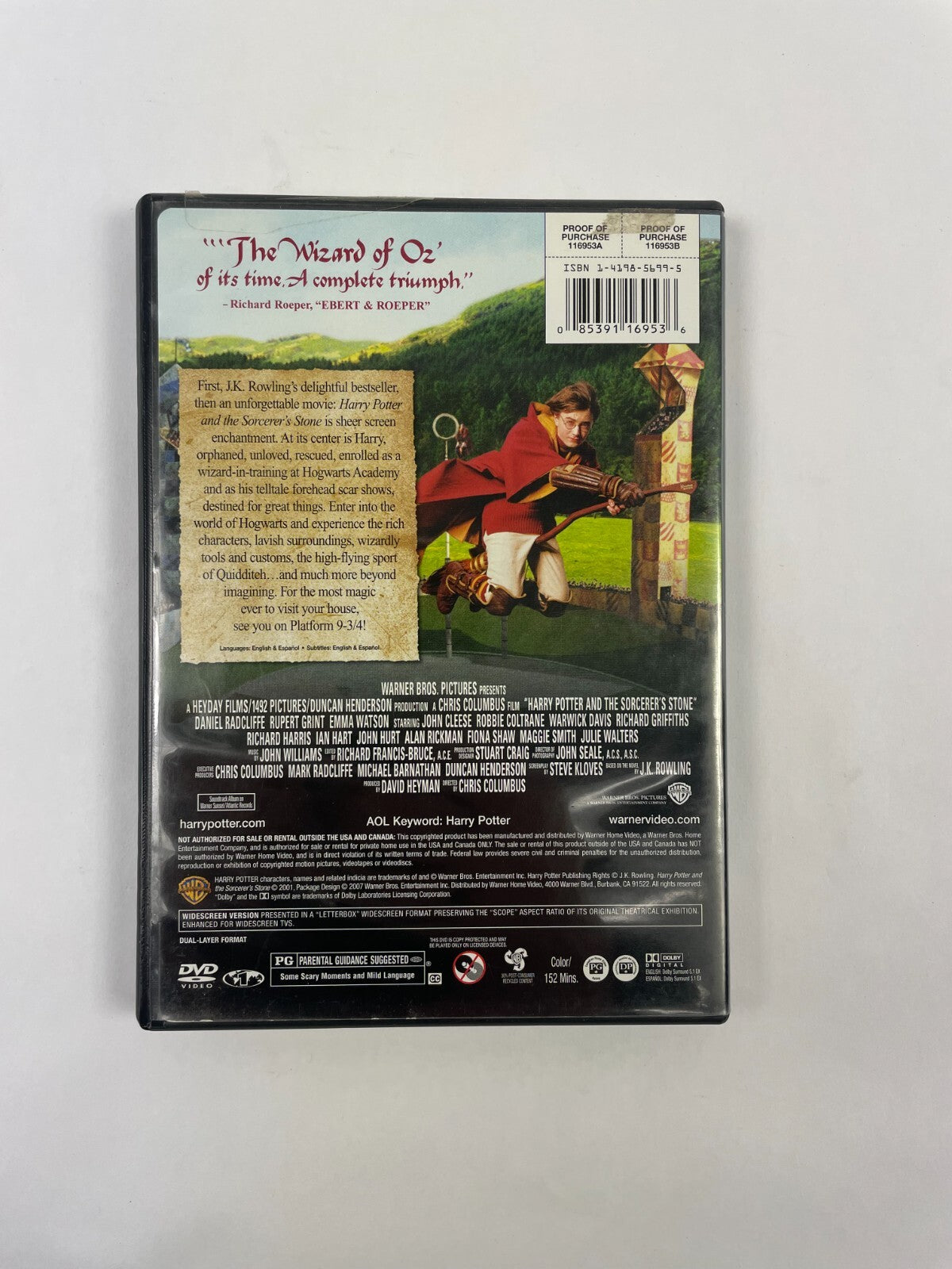 Harry Potter and The Sorcerer's Stone John Cleese Robbie Coltrane DVD Movie