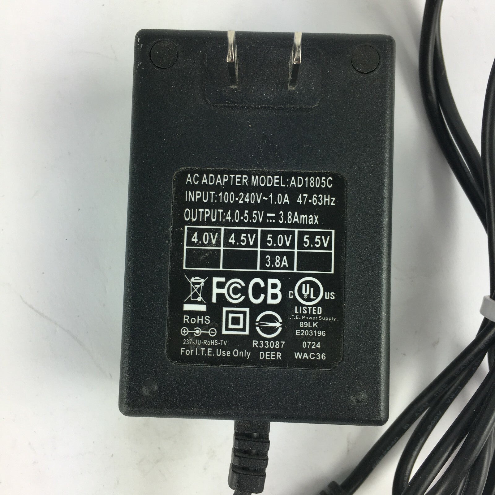 Genuine AC/DC Adapter AD1805C Output 4 / 5.5V 3.8A Power Supply Adapter A53