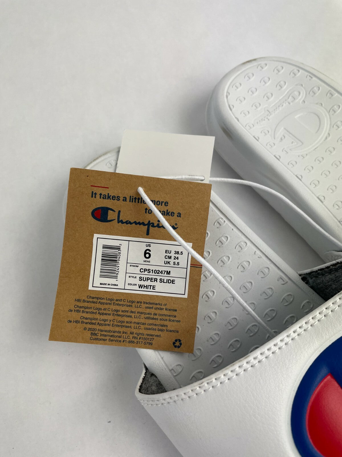 Champion Mens Flip Flops Super Slide Color White Size 6 US Model CPS10247M