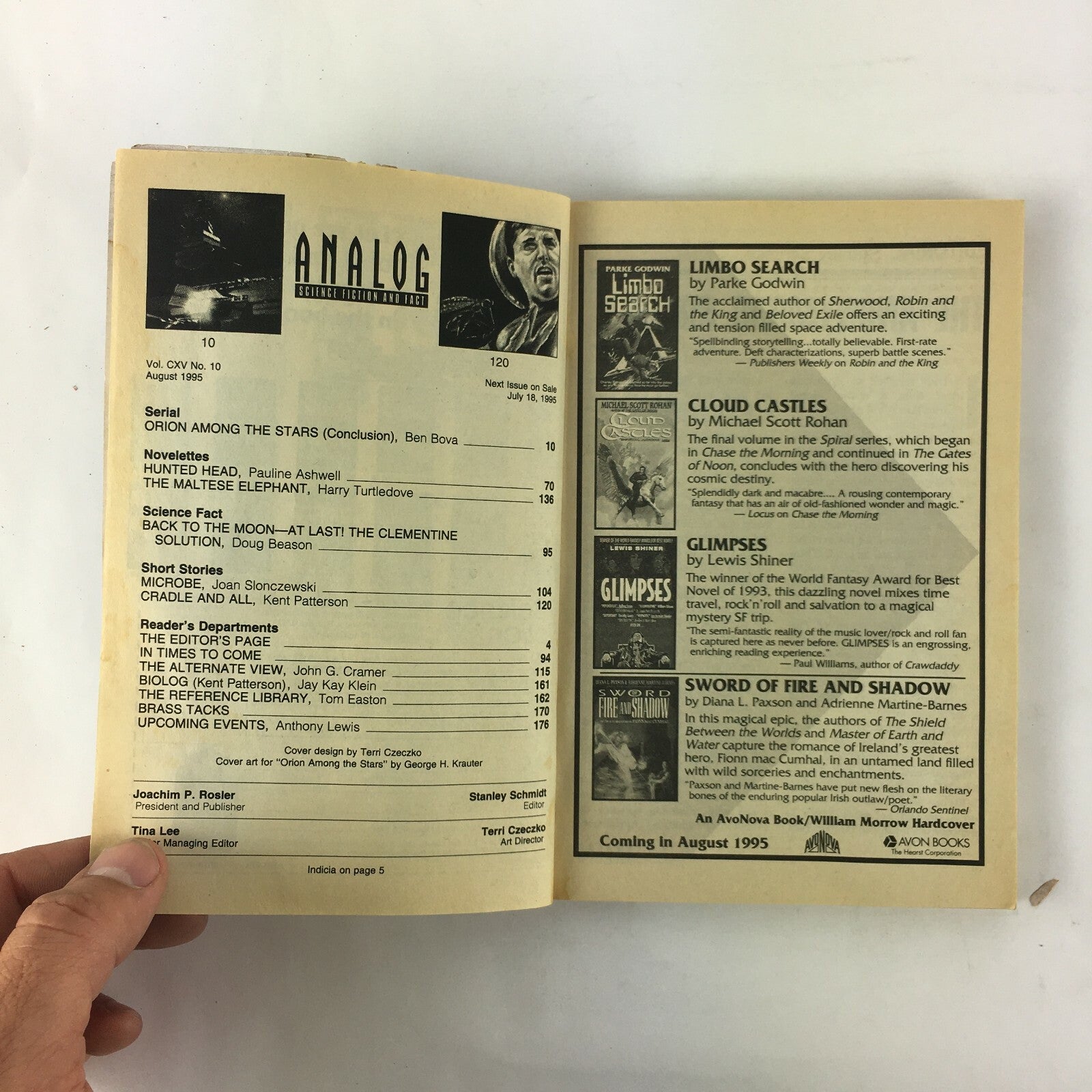 August 1995 Analog Science Fiction Fact Magazine Orion Among Ben Bova Pauline