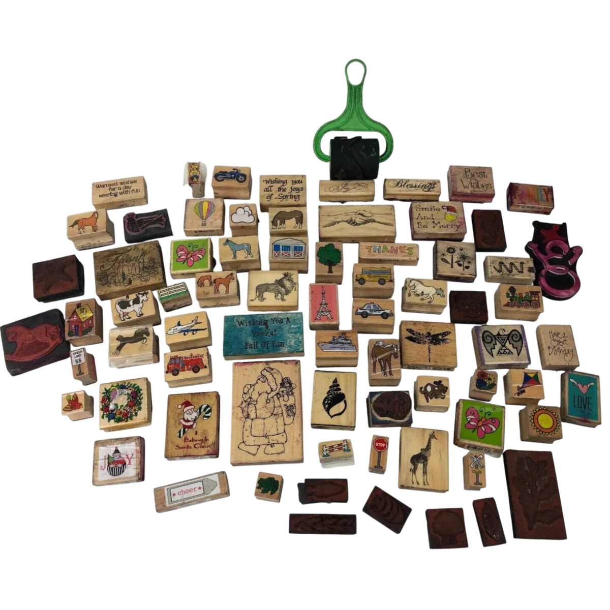Lot of 75 x Pieces Rubber Stamp Lot Assorted Farm Animals Christmas Quotes Fish