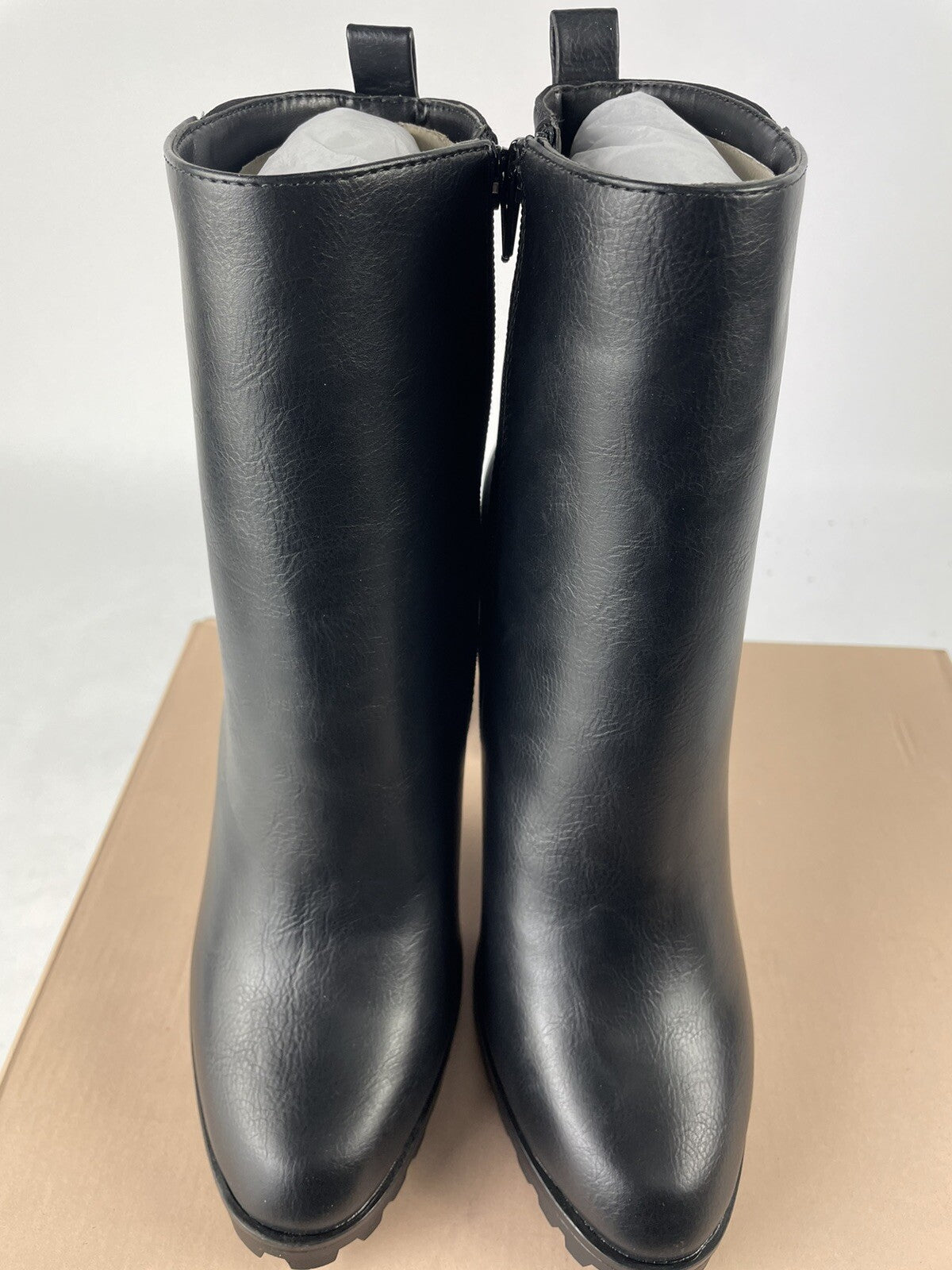 Just Fab Serena Black Caviar Block Heeled Booties New Women's Size 9.5