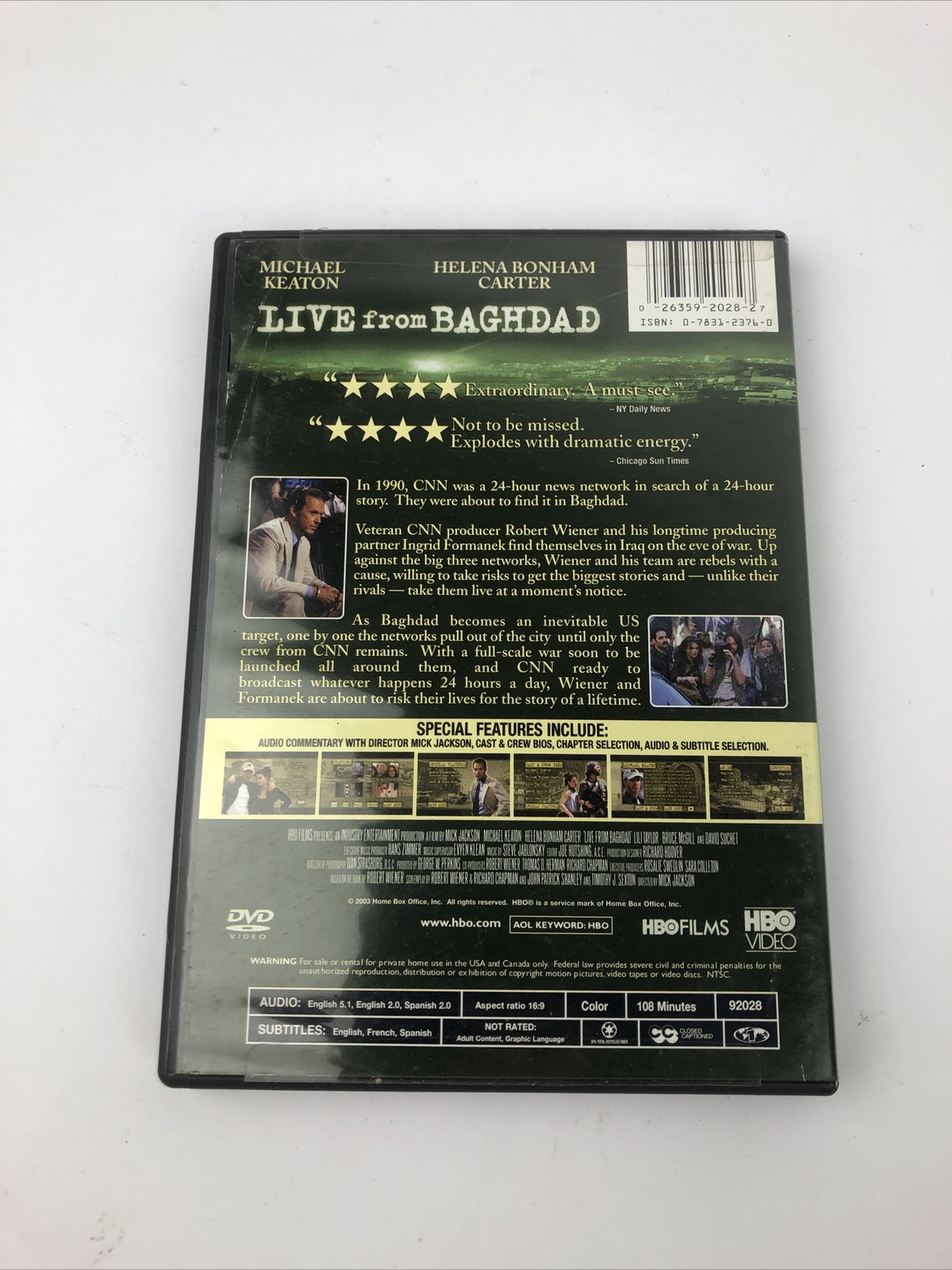 Live From Baghdad (DVD, w/Insert) Michael Keaton & Helena Bonham Carter