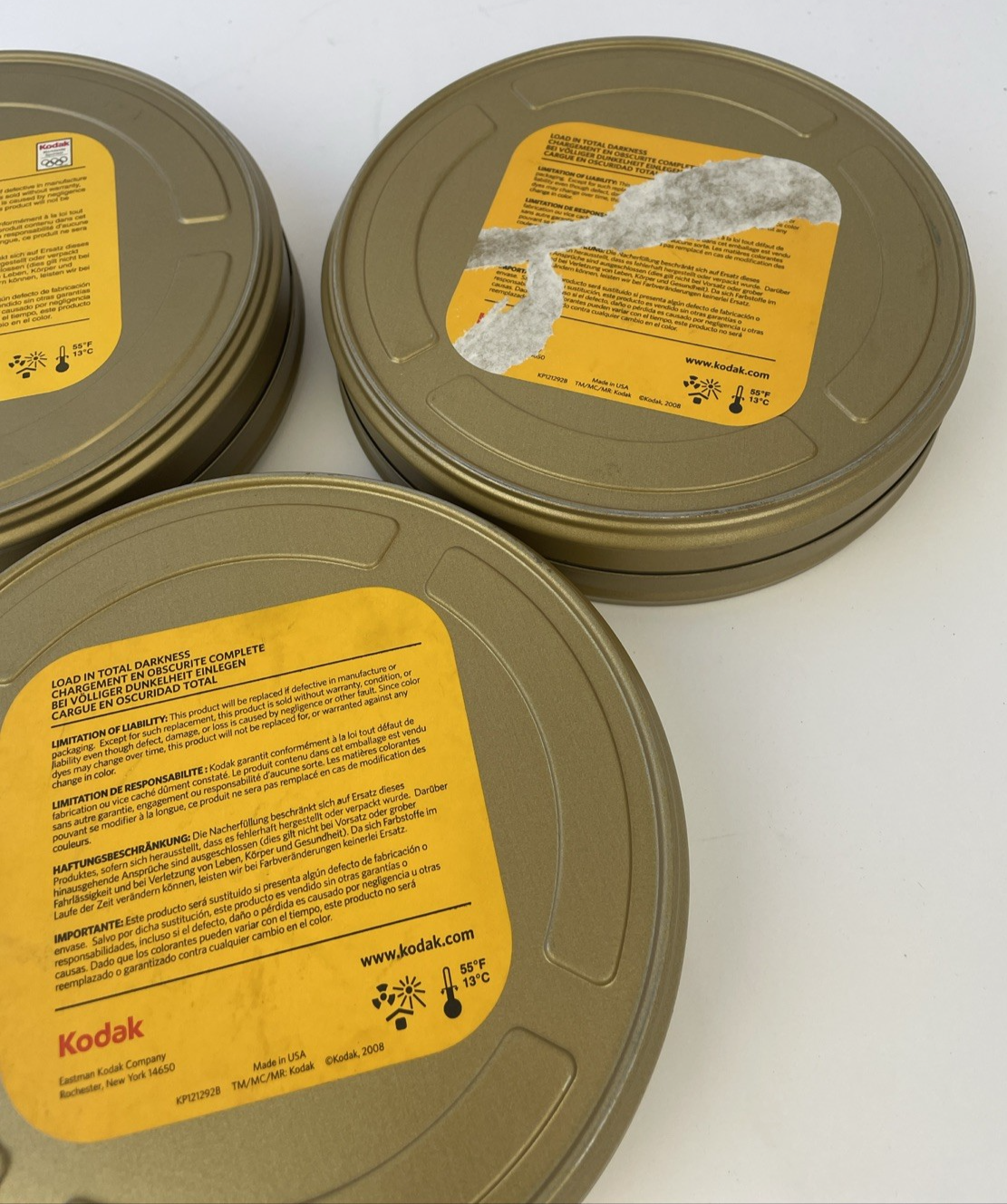 Lot of 3 x Eastman Kodak Vision 400ft•122m 35mm Film Canisters - CANISTERS ONLY
