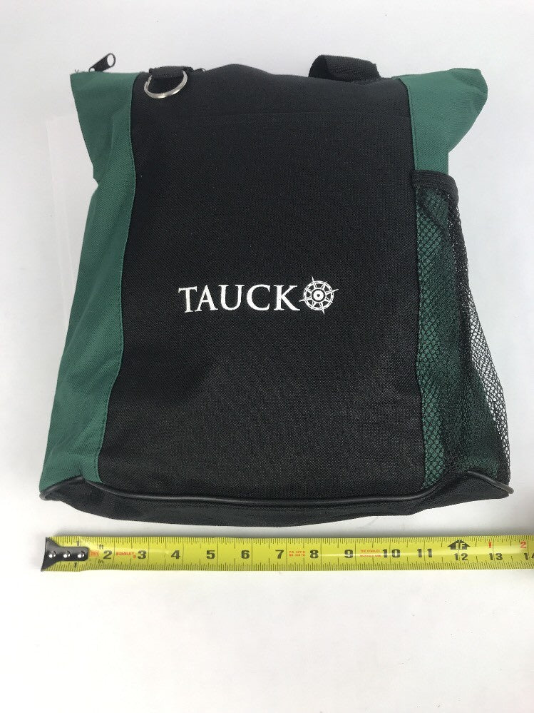 Tauck Tours Cloth Travel Bag Green And Black Zipper Key Ring Mesh Pouch New