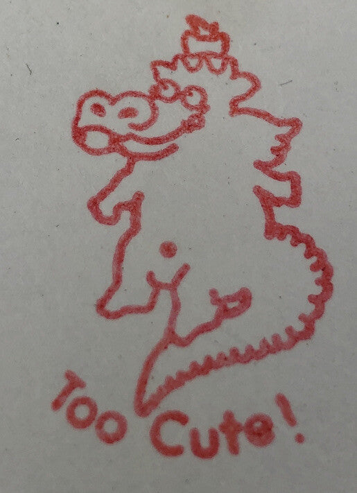 Carls Jr. 1987 Promo Kids Toy Stamp Red Ink Dragon "Too Cute" Extremely RARE!