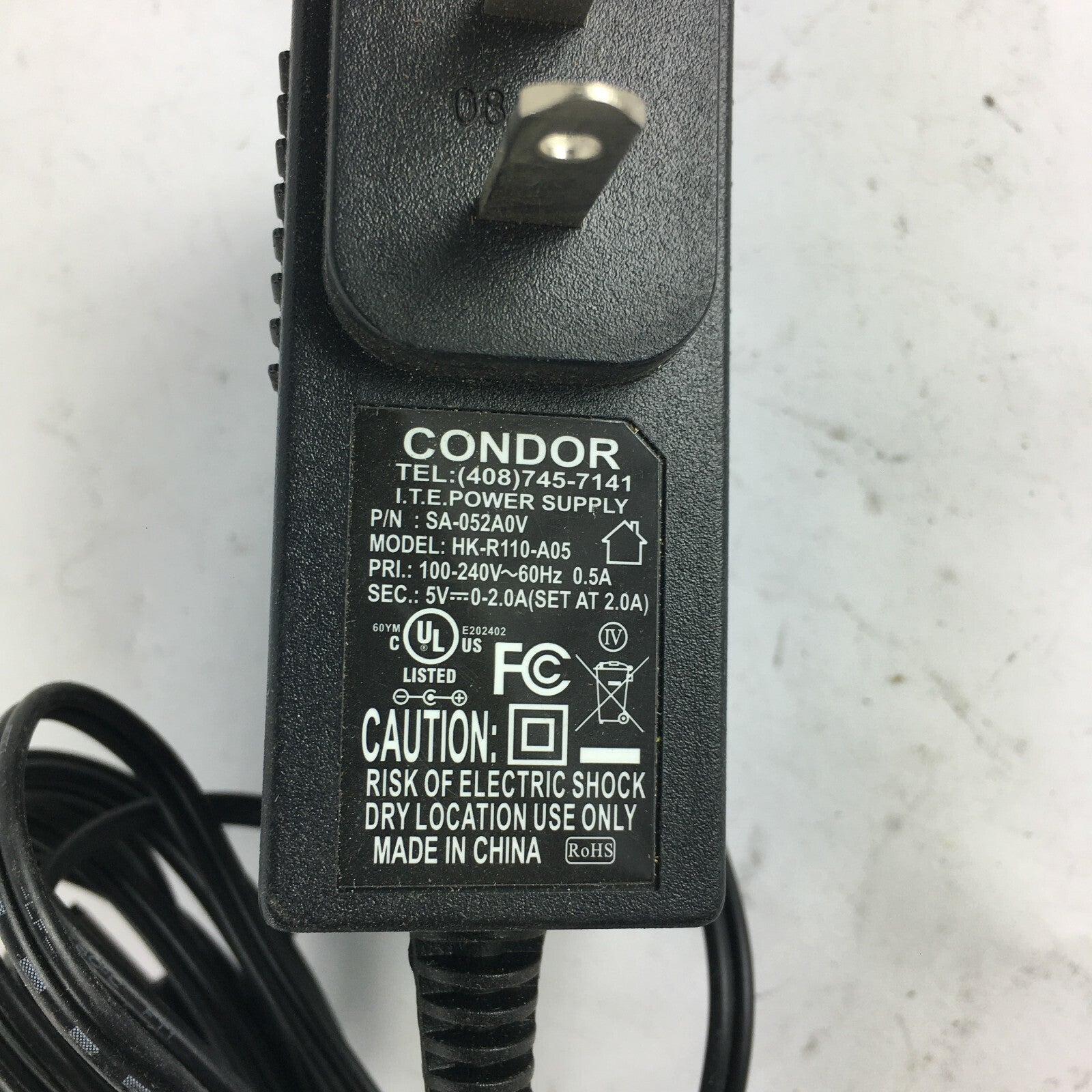 Genuine Condor HK-R110-A05 Output 5V 0.2A Power Supply Adapter A52