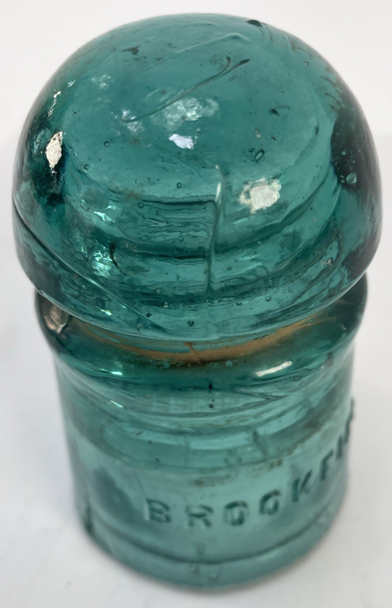 Antique Glass Pony Insulator - W Brookfield CD 102 Aqua Blue Green - #1