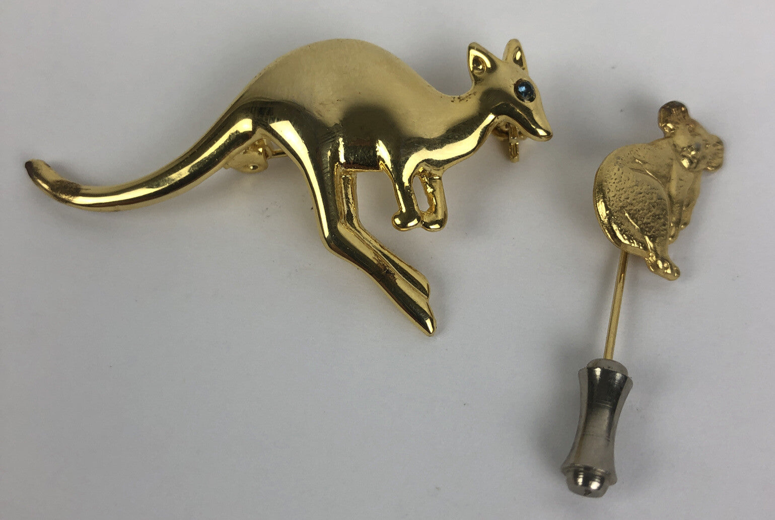 KANGAROO souvenir Koala STICKPIN Goldtone Lapel Pin Style LOT of 2 - LOOK