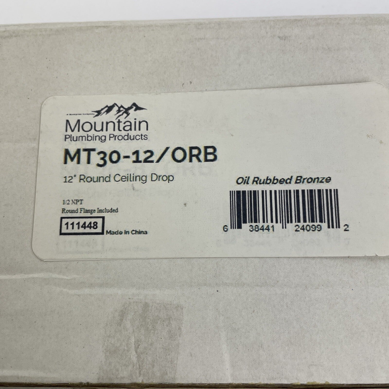 Mountain Plumbing Products MT30-12/CPB 12" Round Celing Drop Oil Rubbed Bronze