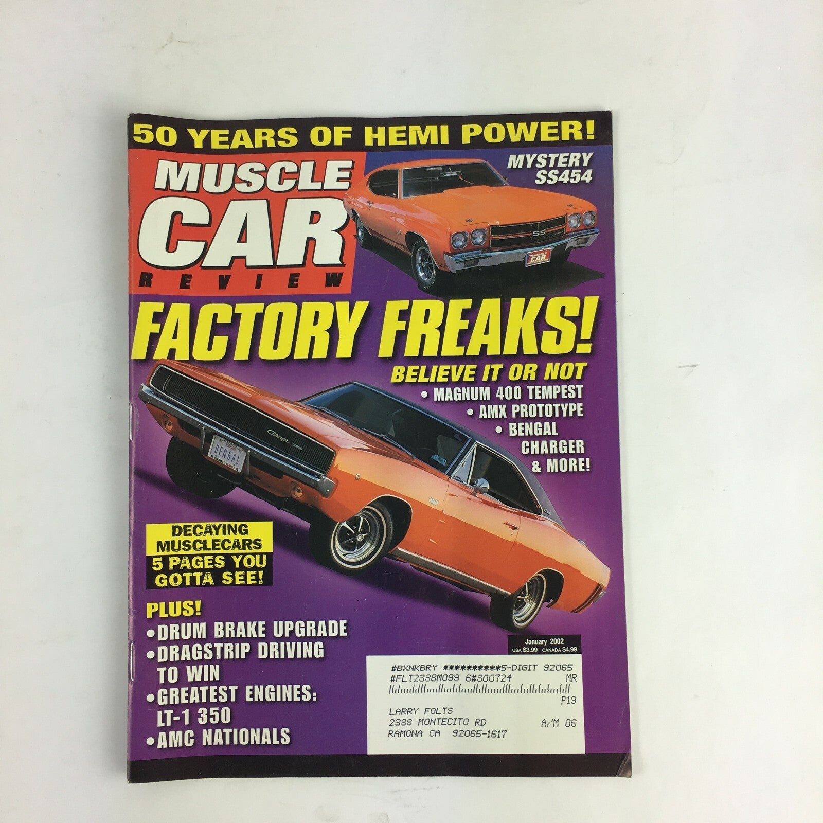 January2002 Muscle Car Magazine Factory Freaks! Magnum 400 Tempest AMC Nationals