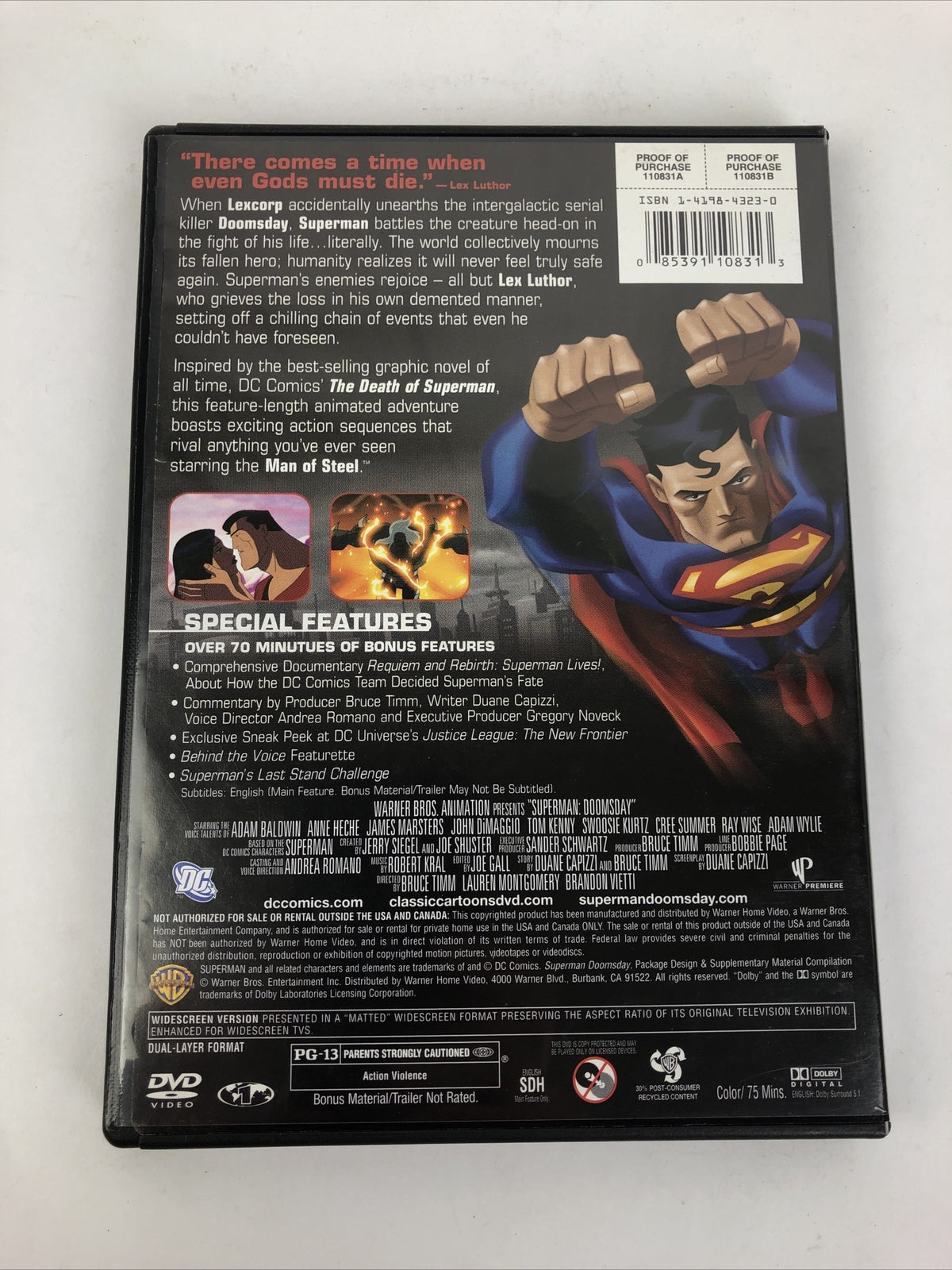 Superman: Doomsday DVD DC Universe Animated Feature Film - Mint Condition