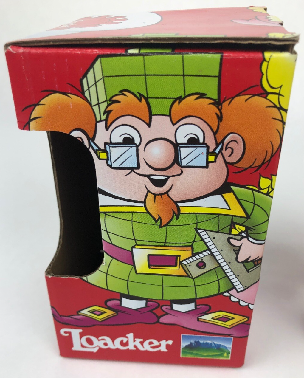 Loacker Wafers Cookies Elf Glass Cup Tumbler 5” Rare Collectible NIB Red/Green
