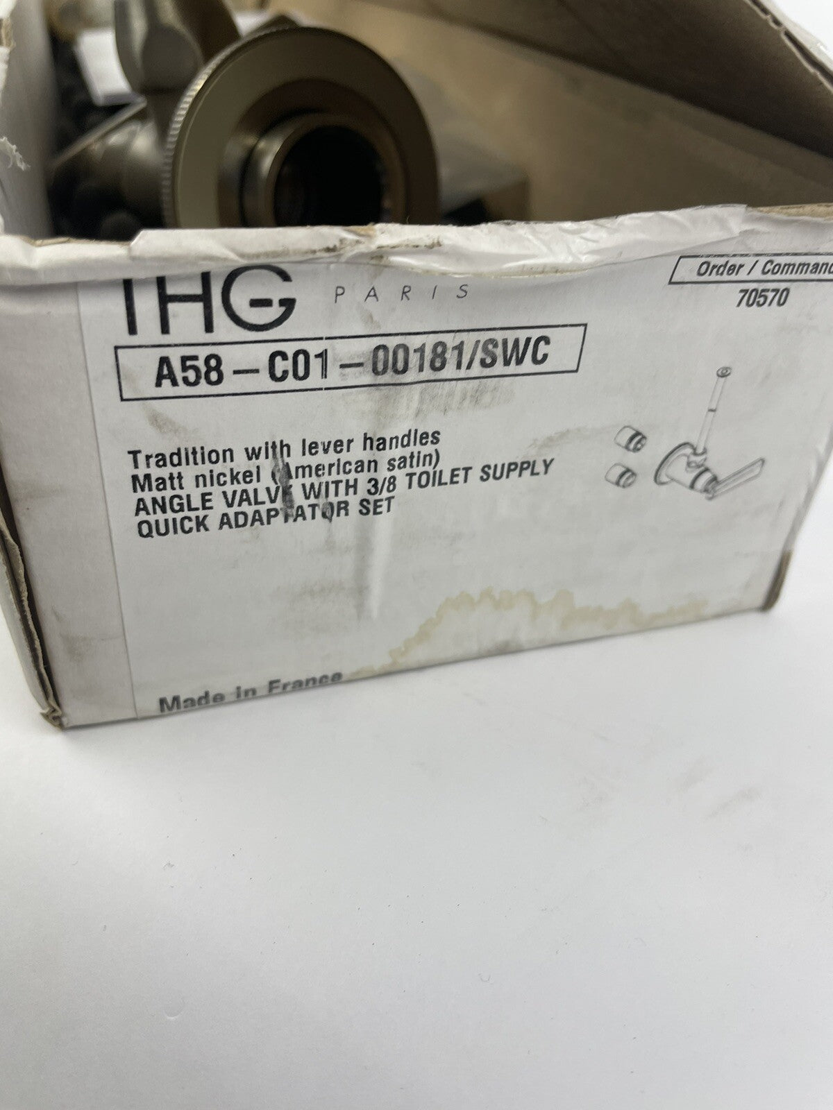 THG Paris A58-C01-00181 matte nickel toilet and bidet water supply angle valve