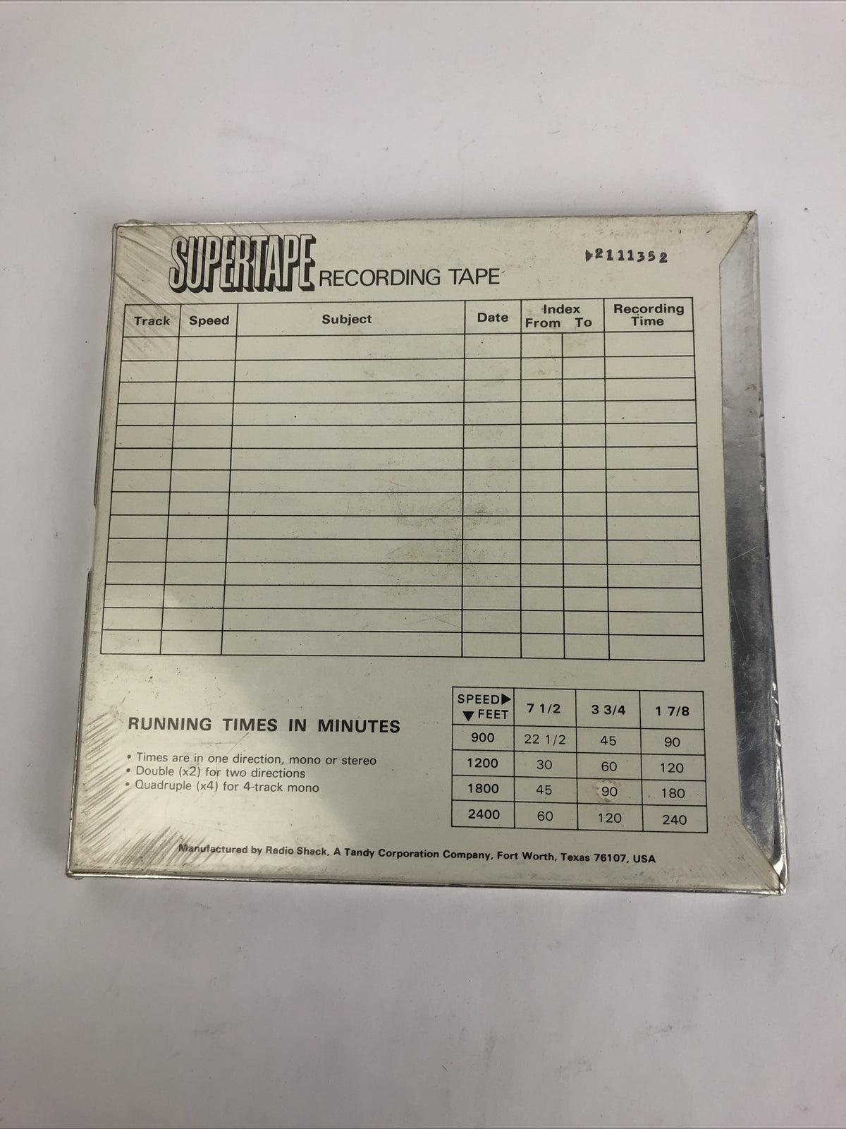 Realistic Laboratory Standard Supertape New Formula Oxide Coating 1200 Ft 7" NEW