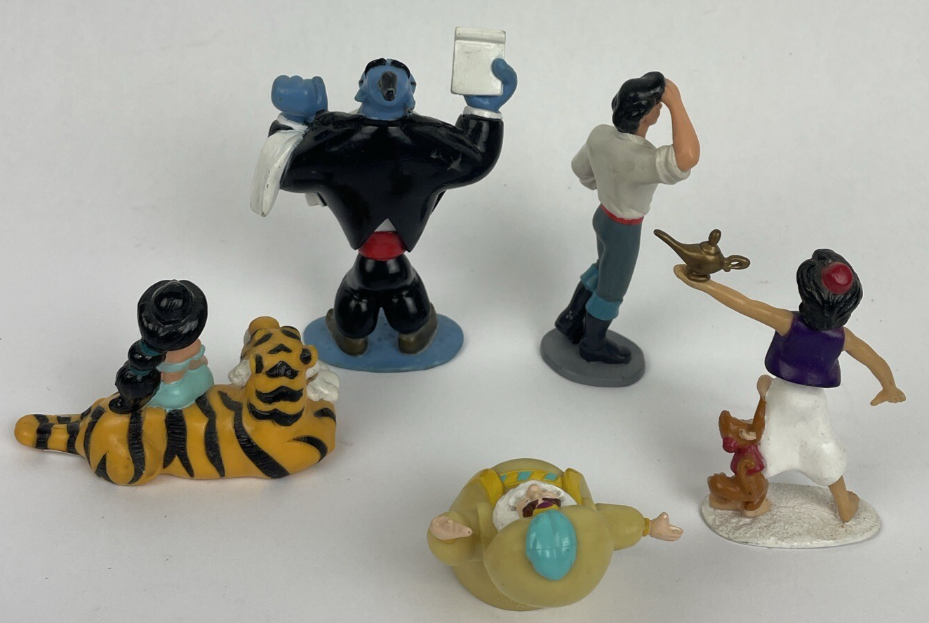 5 x Disney Aladdin Figure Toy Lot Of 5 Cake Toppers PVC Figurine - Largest 4"