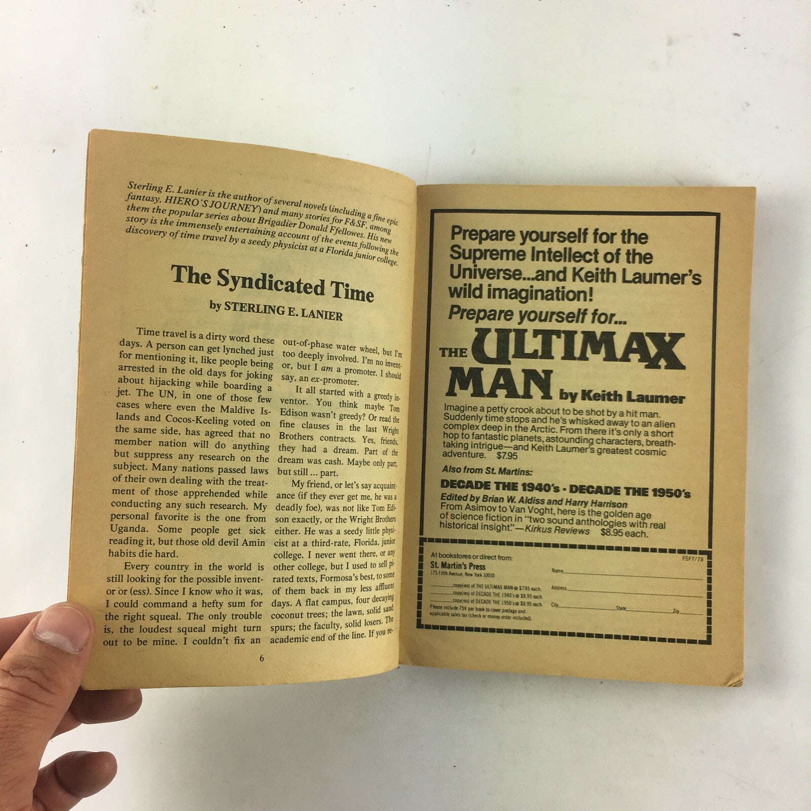 July Fantasy & Science Fiction Magazine The Syndicated Time E.Lanier