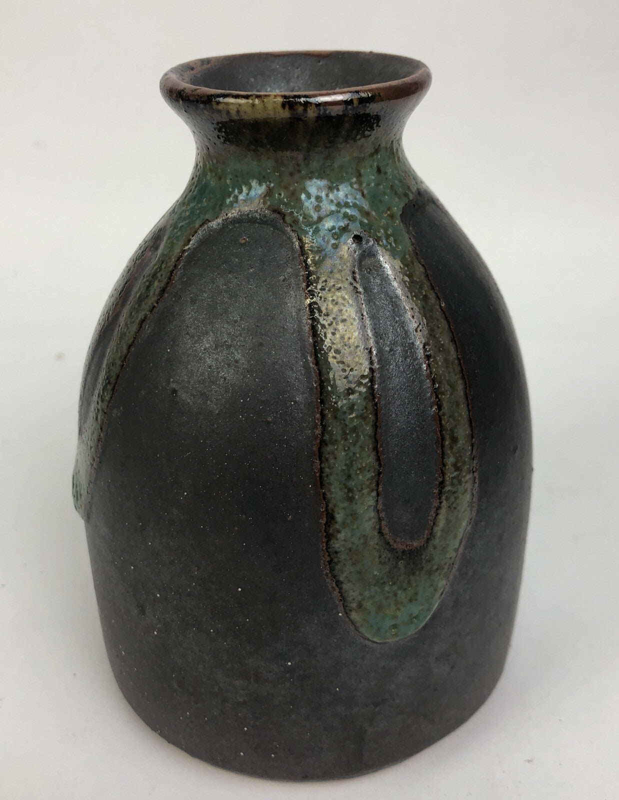 The Antiqua Warehouse Takahashi Stoneware DRIP Vase Japan 4.5" x 3" LOOK