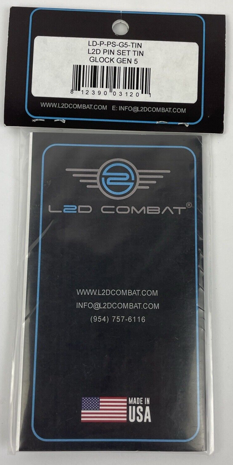 L2D Combat Polished Stainless Steel Pin Set for Glock Gen 5, Goldr NEW USA MADE