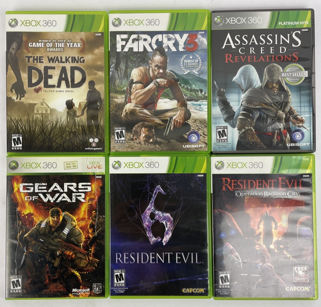 6 x XBOX 360 Action War Game Lot Complete W/ Manuals Resident Evil, Gears of War