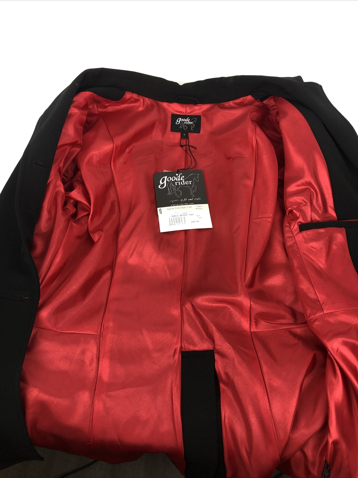 NWT Goode Rider Dressage Coat Size 10 Black Jacket 15001 with stain Blocker LOOK