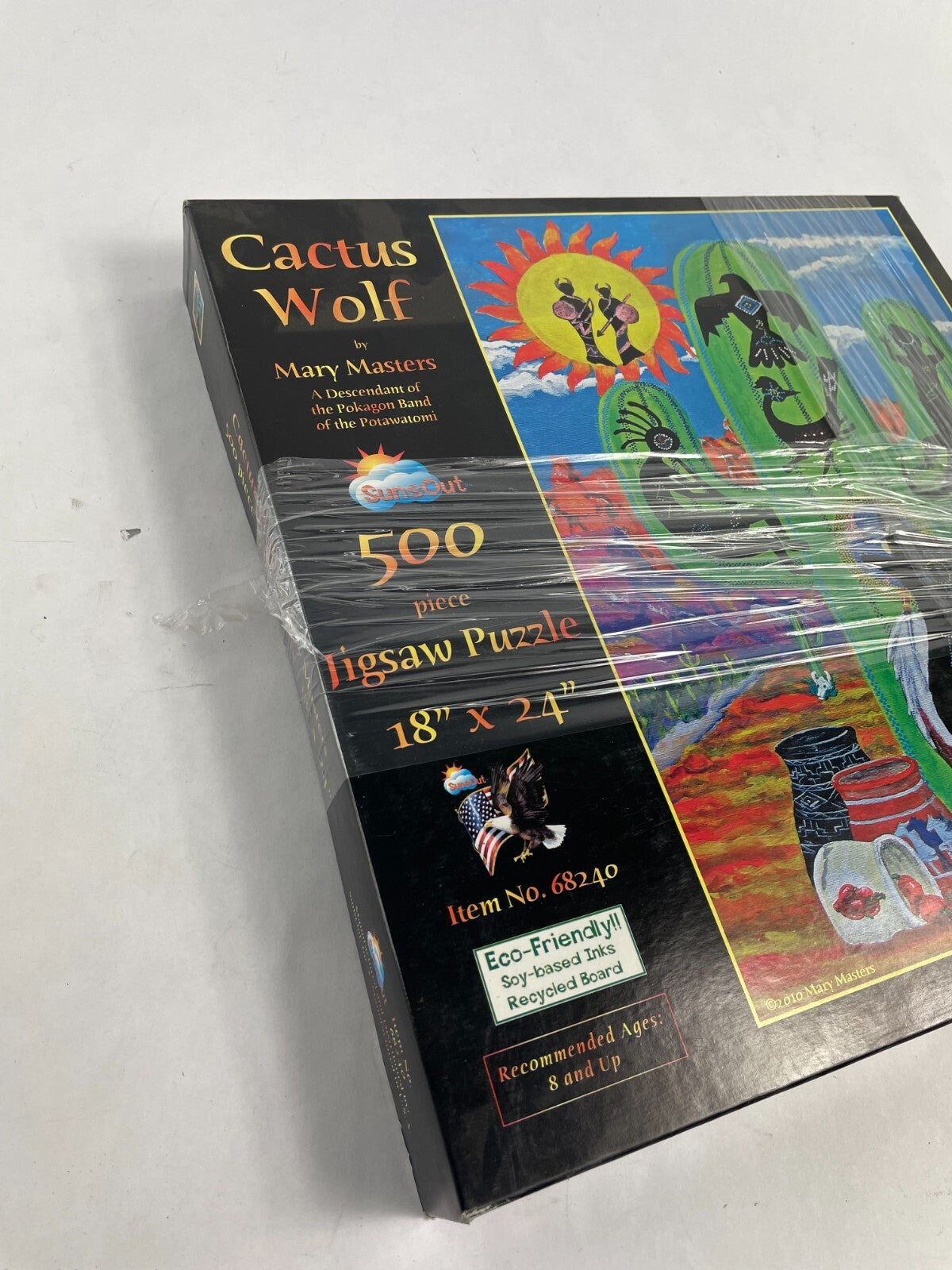 Cactus Wolf Mary Masters Sunsout 500 Piece Jigsaw Puzzle 18"x 24"