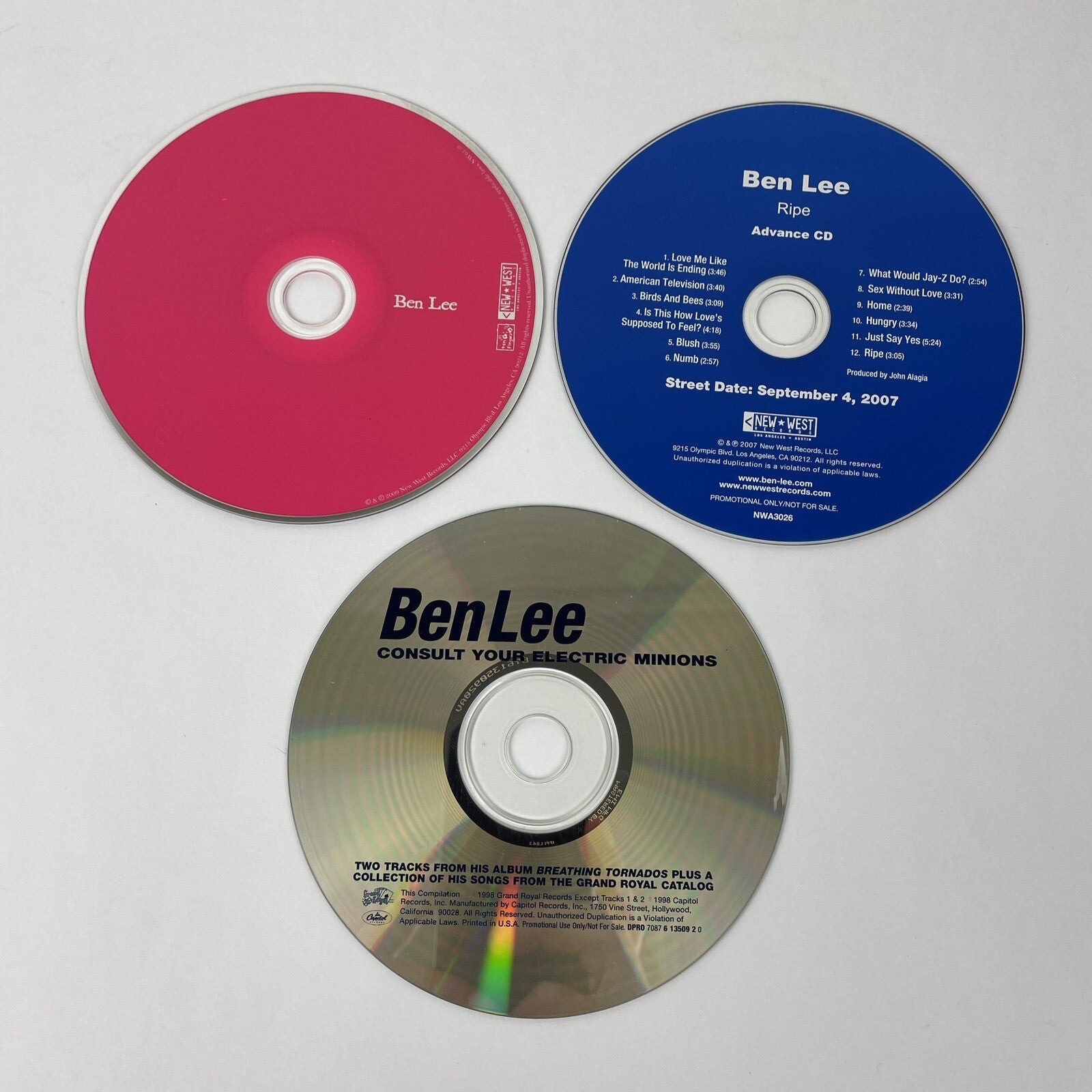 3 x Ben Lee Audio CDs - Ripe - Rebirth of Venus - Consult Your Electric Minions
