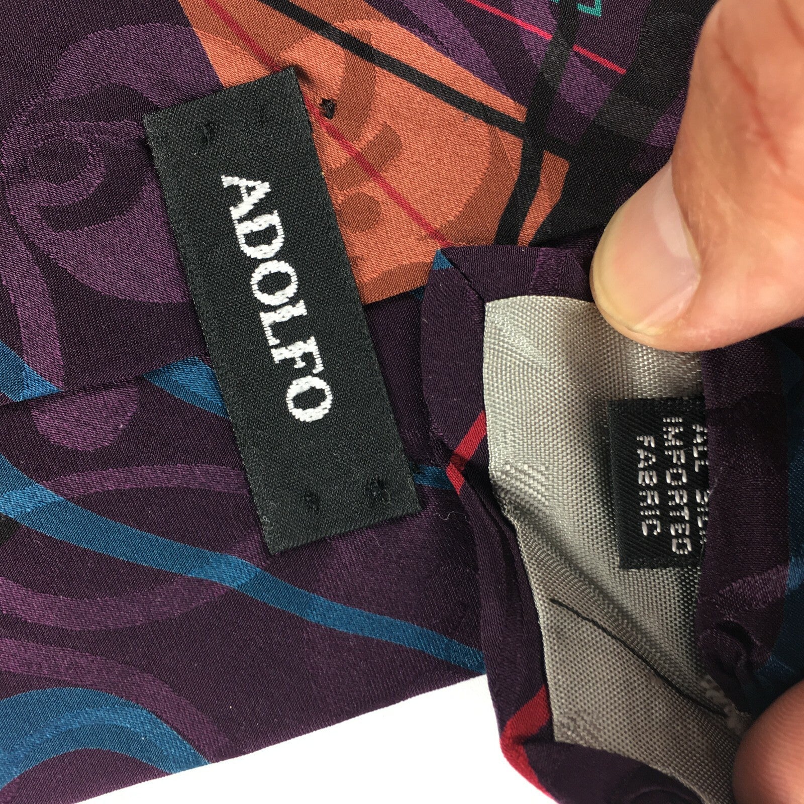 Genuine Adolfo 100% Silk Handmade Stylish Formal/Casual Tie Multi Coloured