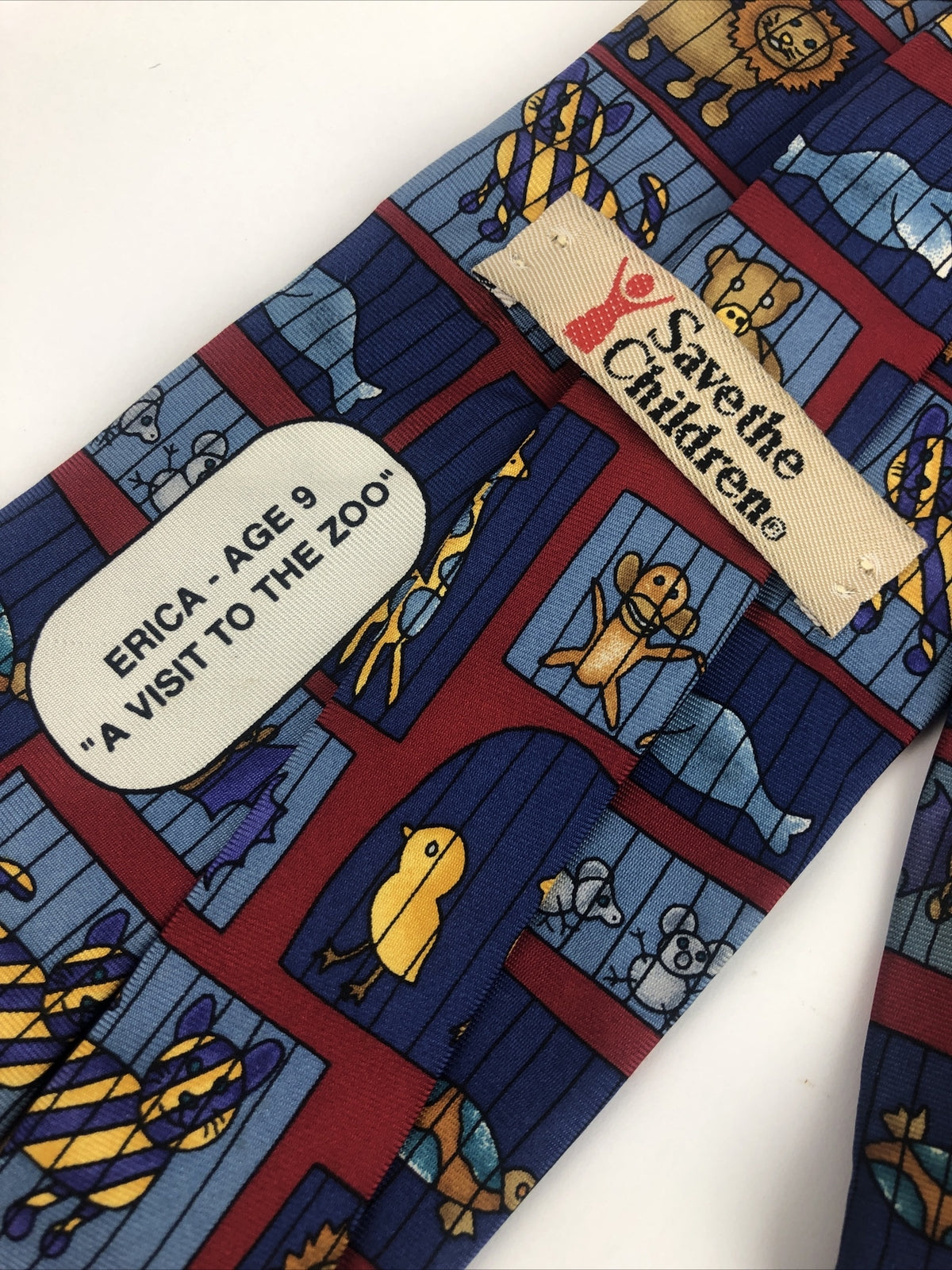 Save The Children A Visit to the Zoo Men's 100% Silk Necktie Multicolor 56"