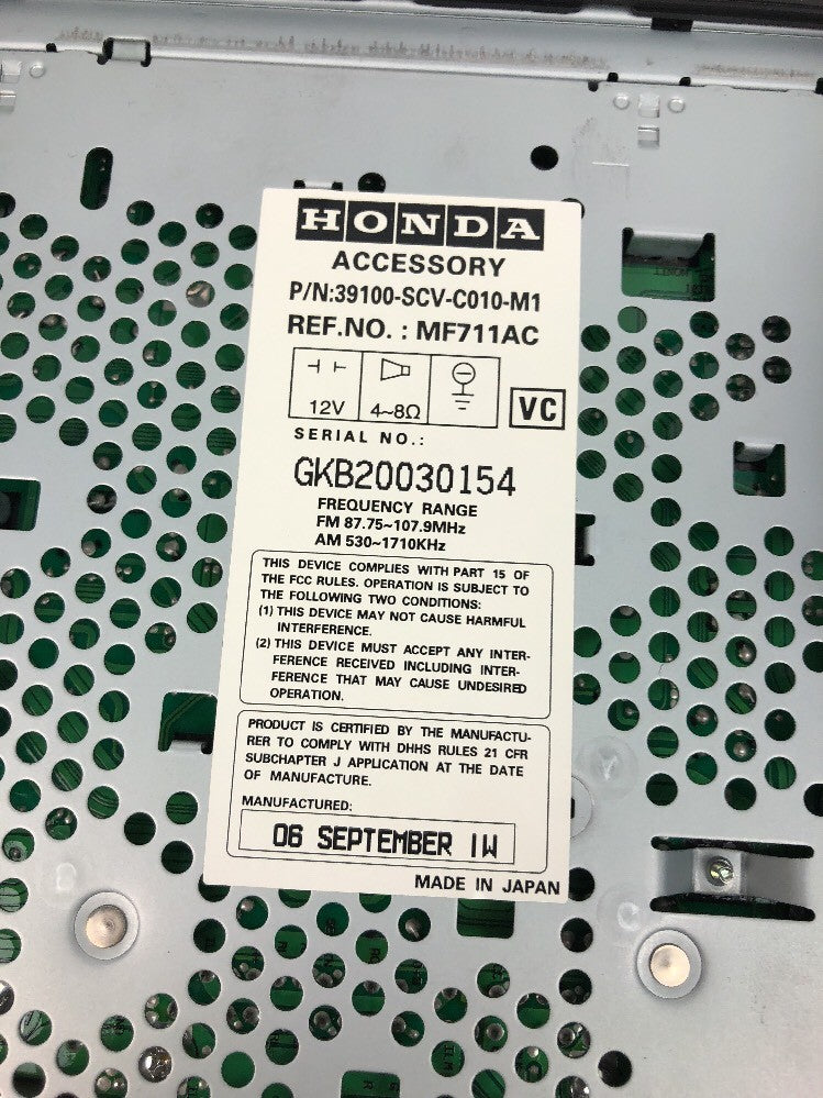HONDA ACURA Car Stereo AM FM CD part# 39100-SCV-C010-M1 MF711AC Japan