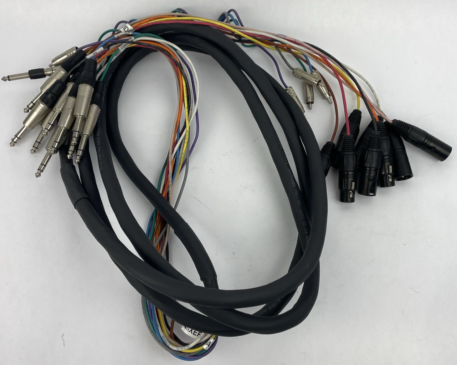 12 Channel Male 1/4" Phone to 3-Pin Neutrik XLR Black Female Male Snake Cable **