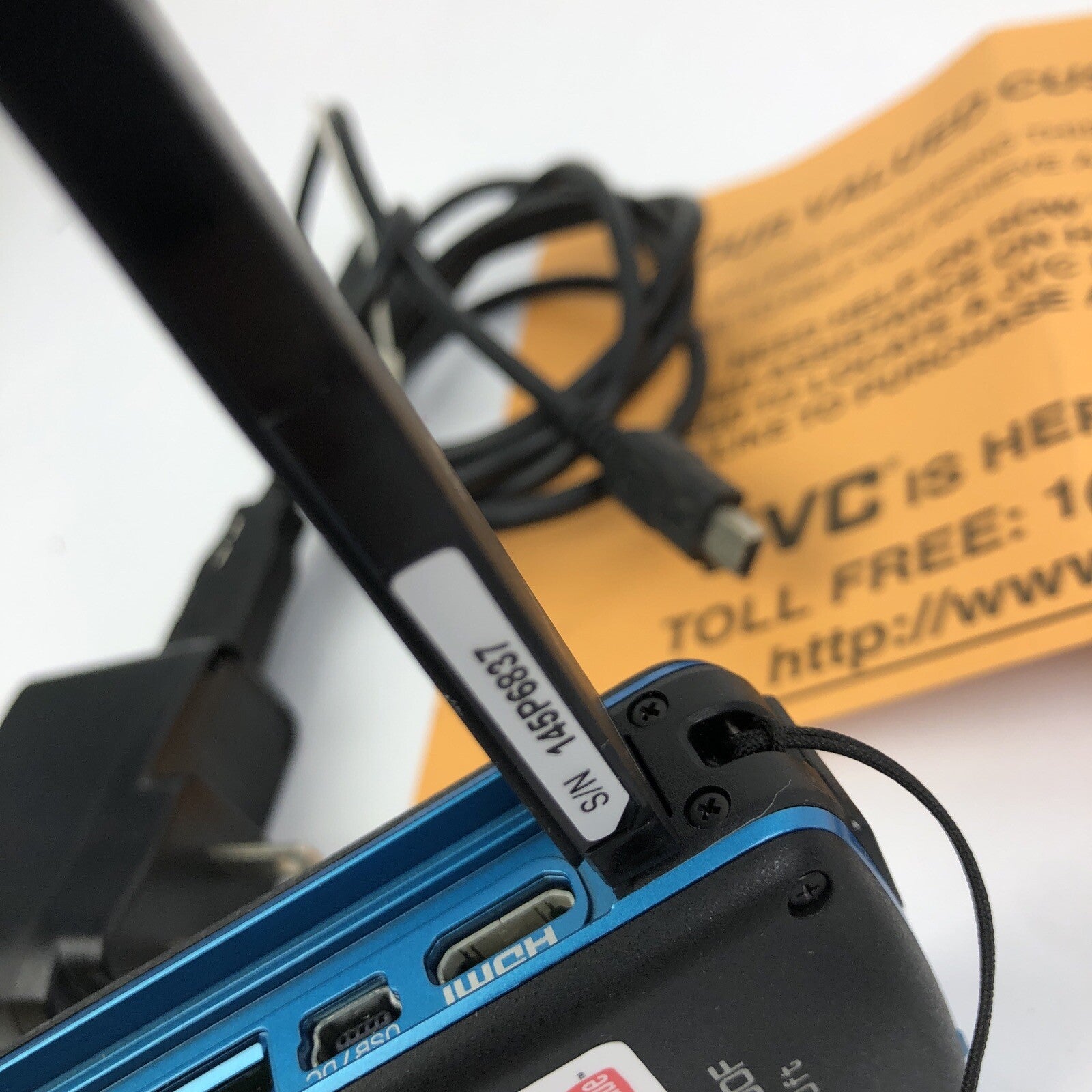 JVC Picsio HD Blue Memory Camera Model GC-WP10AU Charger and Manual - LOOK