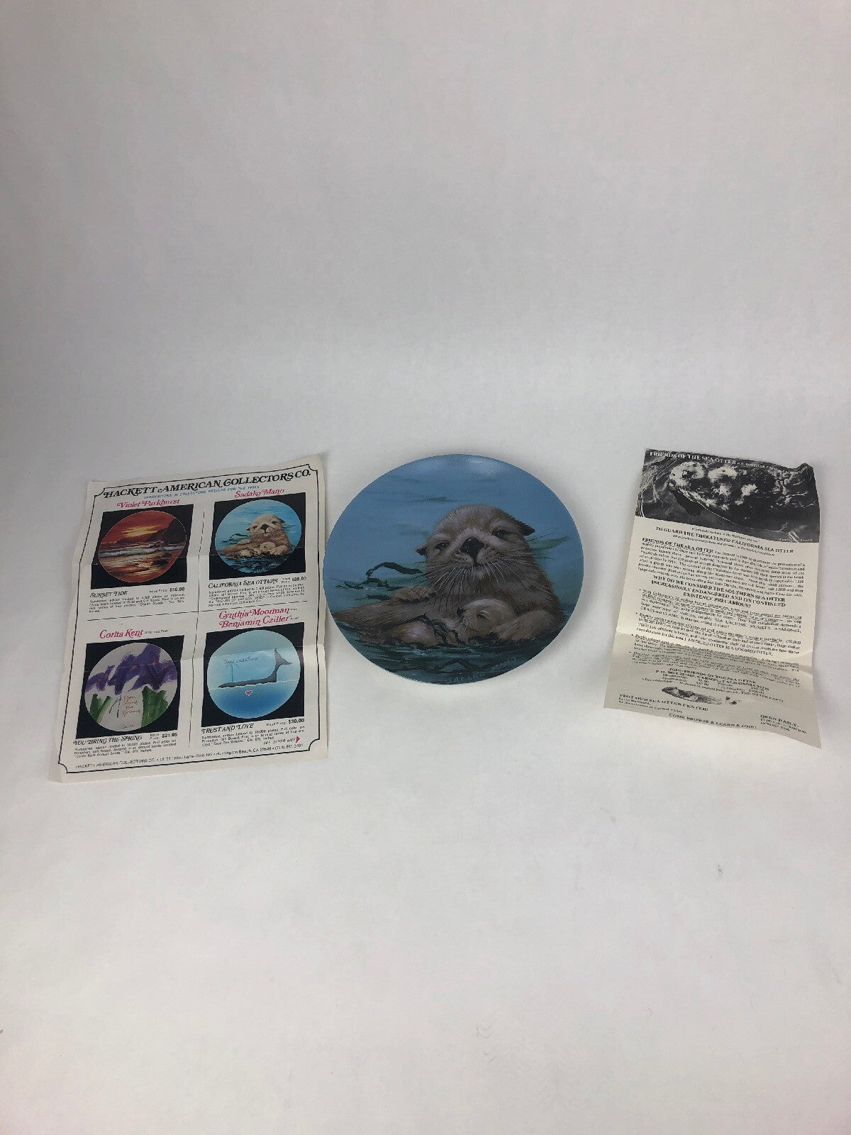NOS “ California Sea Otters “ by Sadako Mano, Endangered 8.5" Plate Fast Shippin