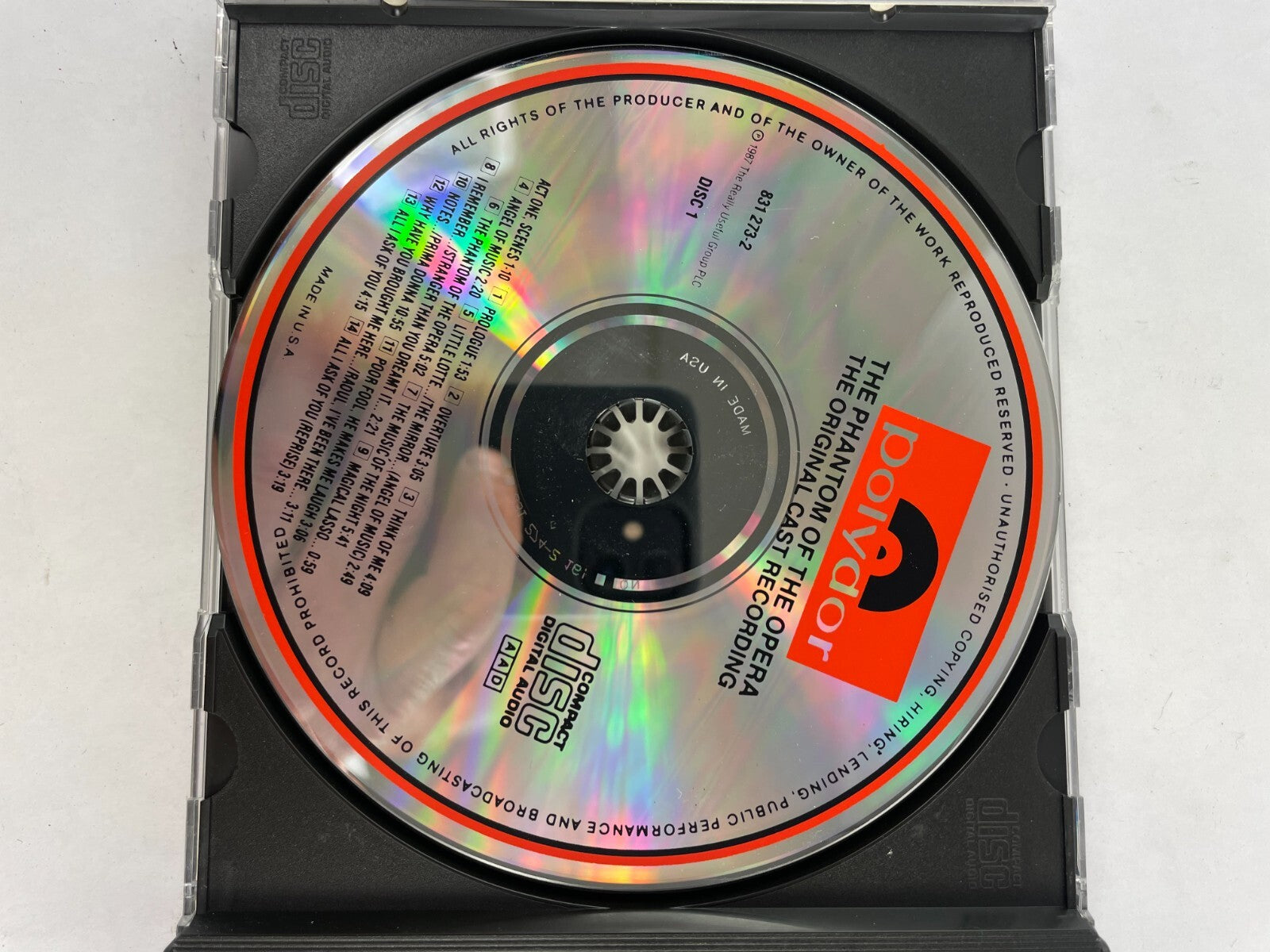 The Phantom Of The Opera Prologue Notes Prima Donna All I Ask Of You CD#72