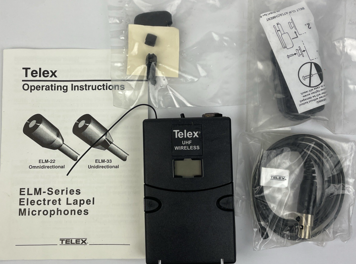 OEM Telex WT-500 UHF Wireless Beltpack Transmitter Band with Brand New Mic Clip