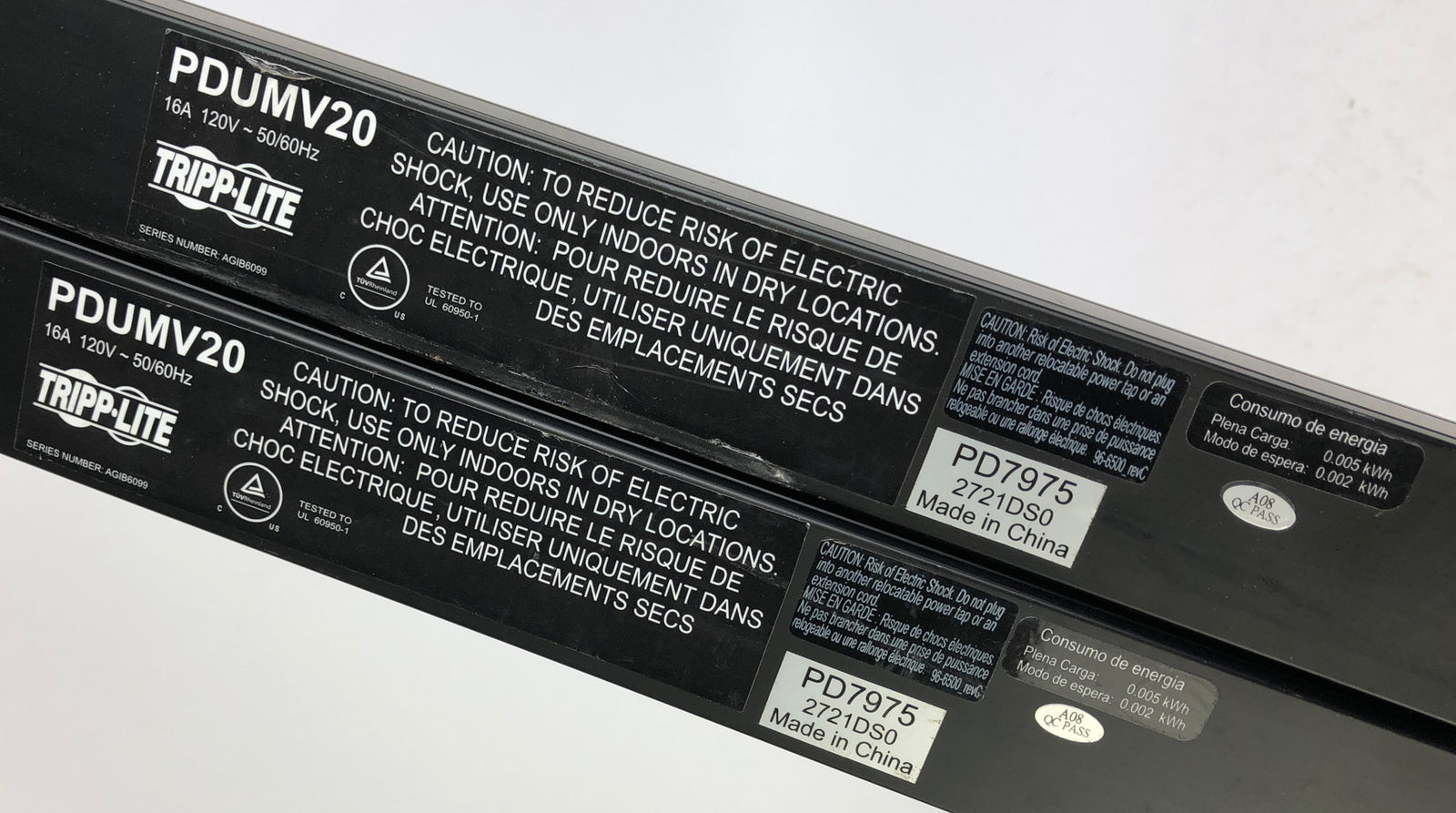 LOT of 2 Tripp Lite PDU Metered 120V 20A 28 Outlet PDUMV20- NEEDS CORD LOOK