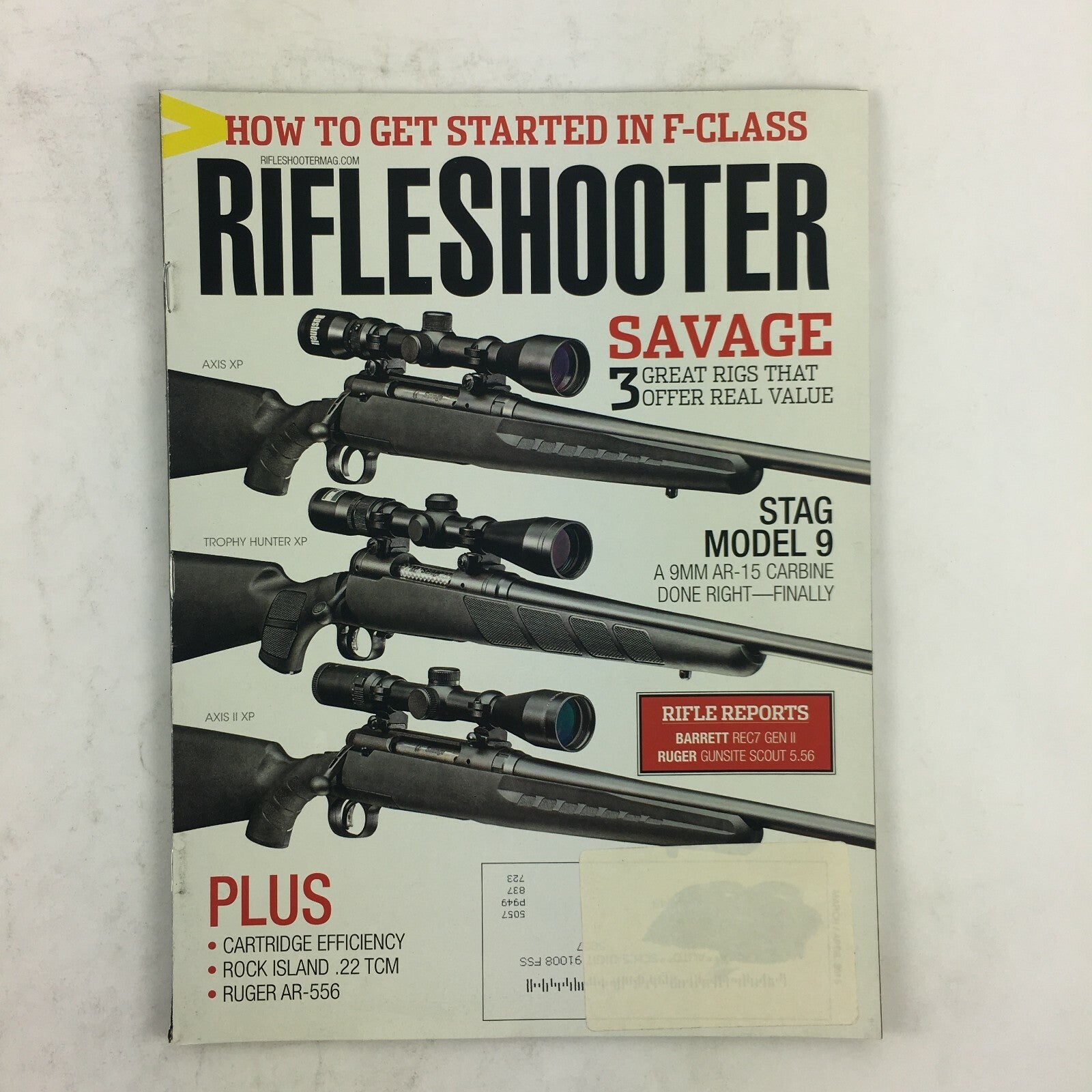 March 2015 Rifle Shooter Magazine Savage Stag Model 9 A 9mm AR-15 Carbine .22TCM